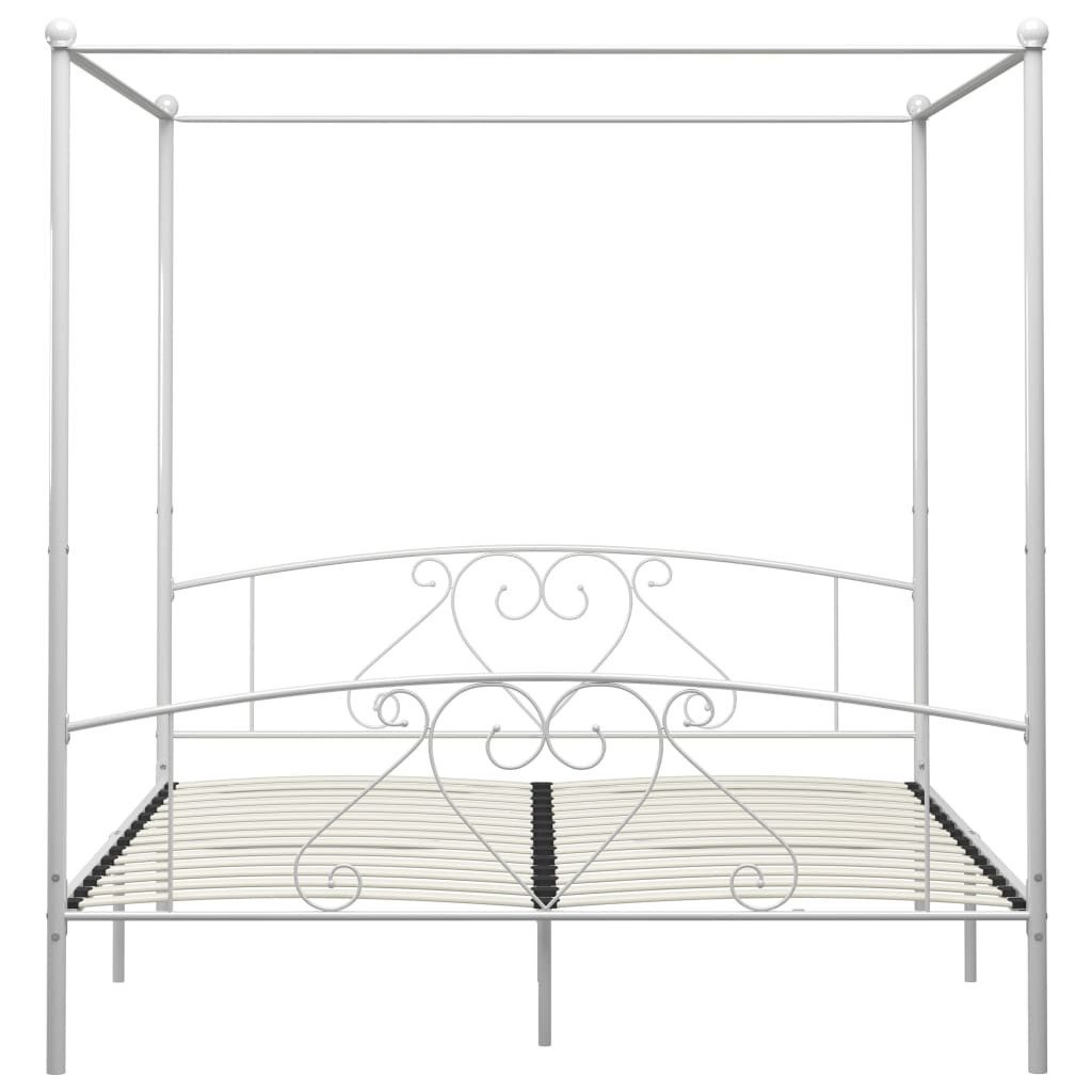 vidaXL Himmelbett, Baldachin Bett-Gestell Weiß Metall 180 x 200 cm
