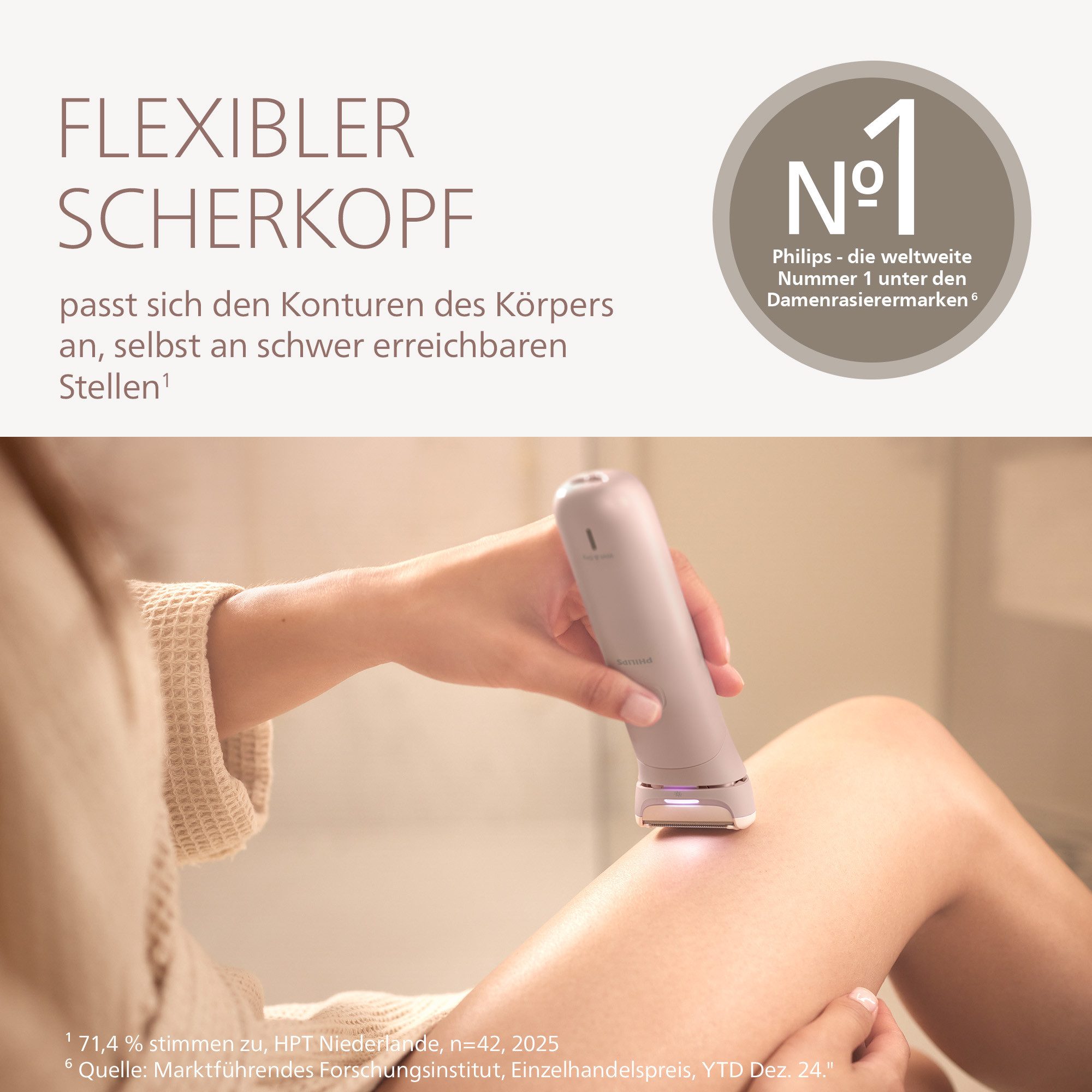 Philips Elektrokörperrasierer Lady Shaver Series 8000 BRL129/00, Aufsätze: 1, kabelloser Rasierer, nass und trocken, inkl. Trimmeraufsatz