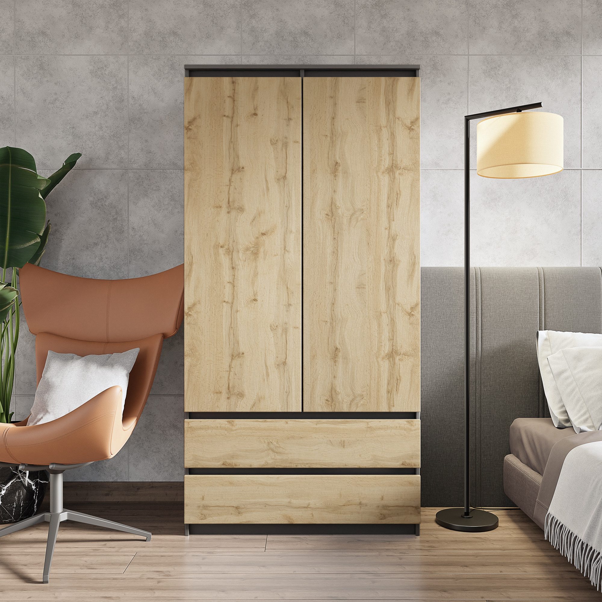 Furnica Kleiderschrank Garderobenschrank, 2 Türen und 2 Schubladen H180 x B günstig online kaufen