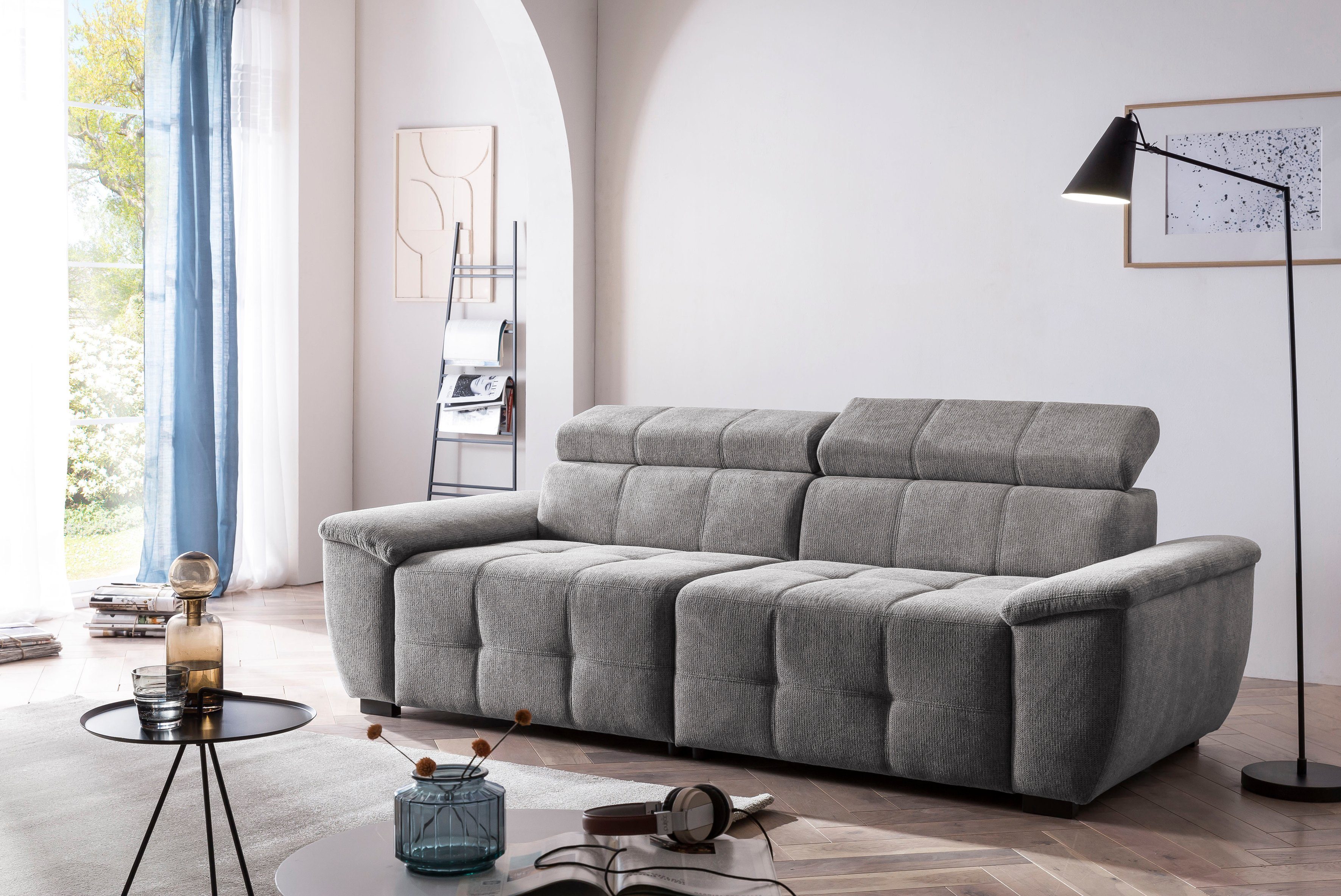 exxpo - sofa fashion Big-Sofa Exxpo MAVERICK, weicher Bezugstoff, hoher Sitzkomfort, Breite 240cm, inkl. verstellbare Kopfstützen, aufwendige Detailverarbeitung