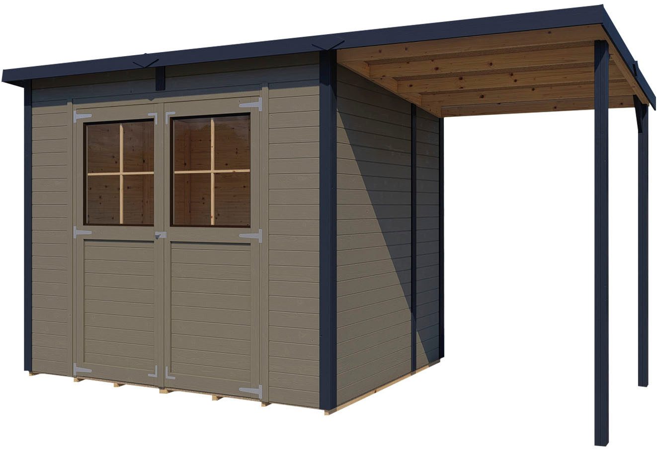 BERTILO Gartenhaus Einfach 3 Plus beigegrau, BxT: 395x200 cm