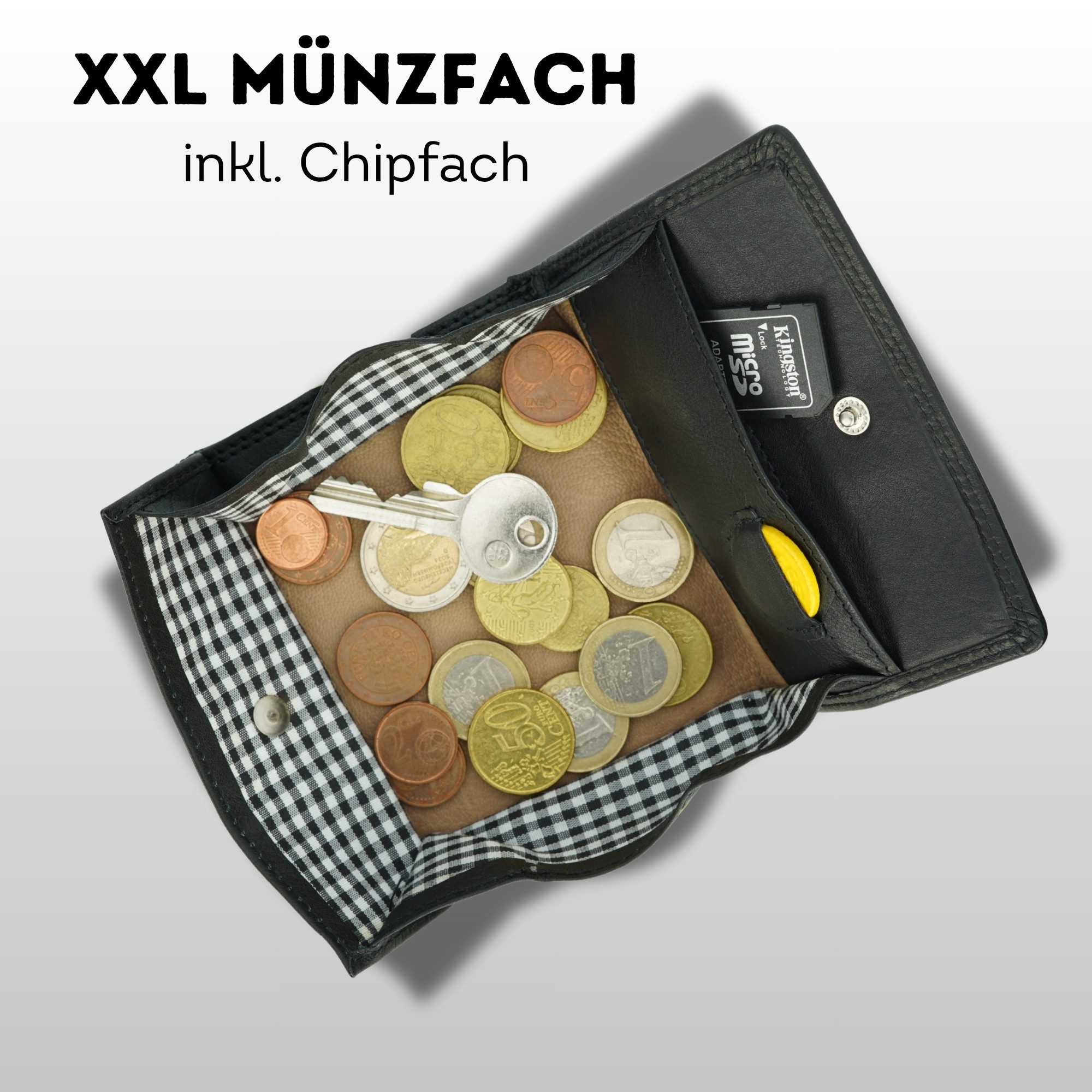 Manza Geldbörse eldbörse Wiener Schachtel Portemonnaie Echt Leder Geldbeutel RFID, Hochwertiges Leder, XXL-Münzfach