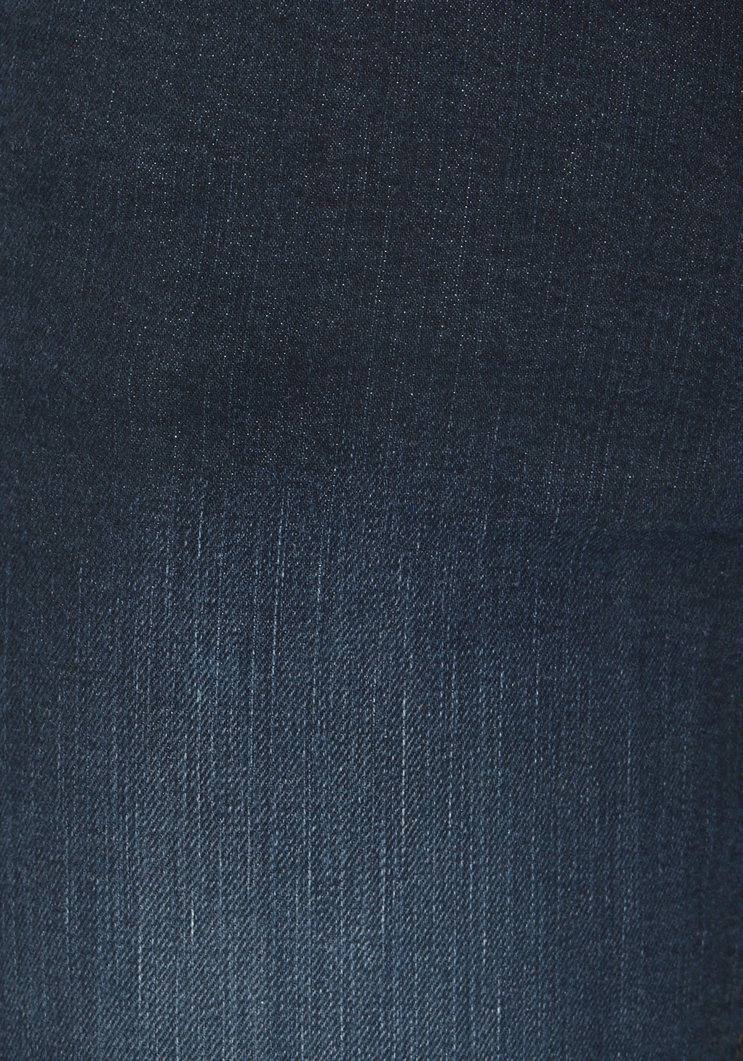 Waist Bootcut-Jeans Bund High mit Arizona Gummizugeinsatz seitlichem dark-blue-used