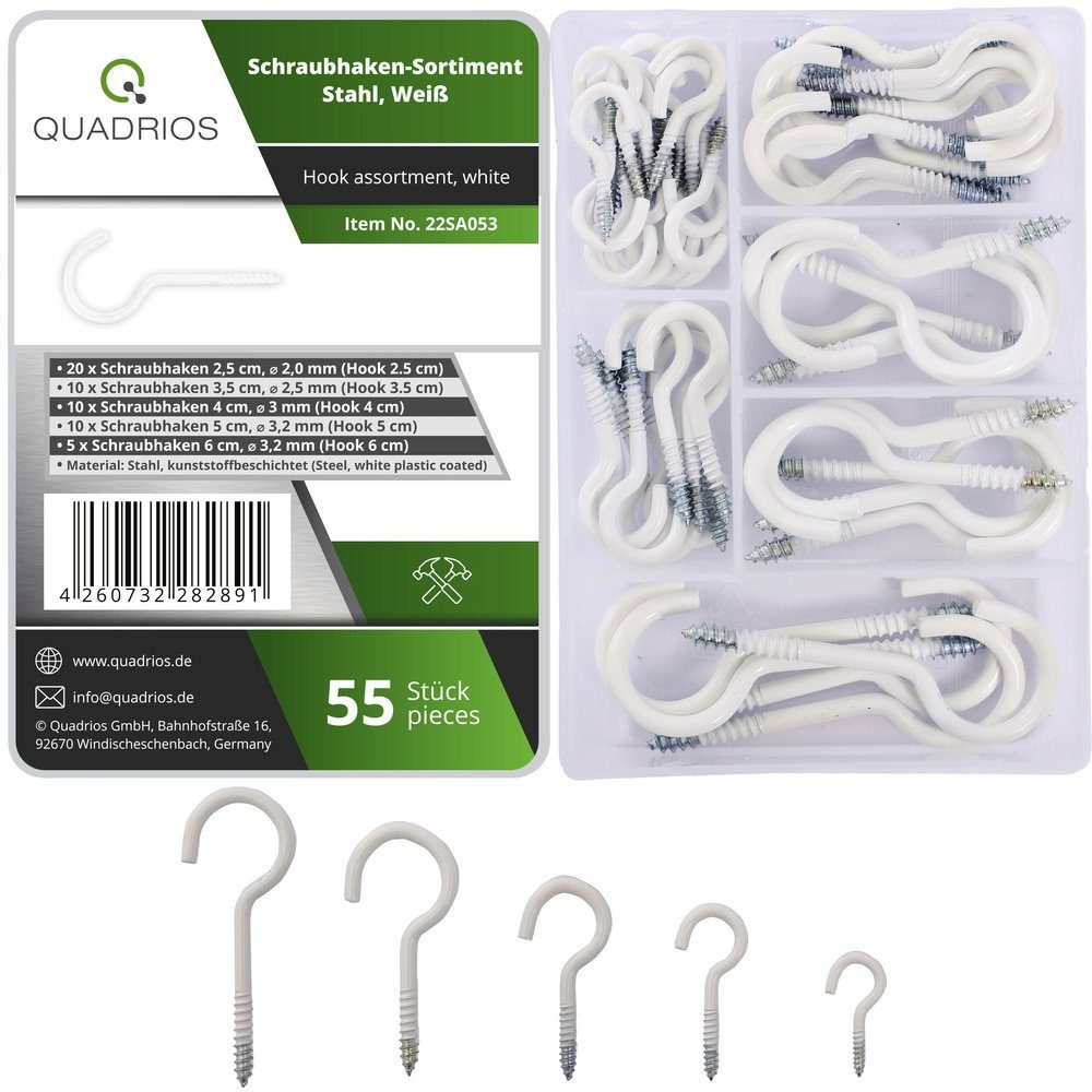 Schraubhaken Quadrios 22SA053 Schraubhaken-Sortiment Weiß 55 Teile 55 St.