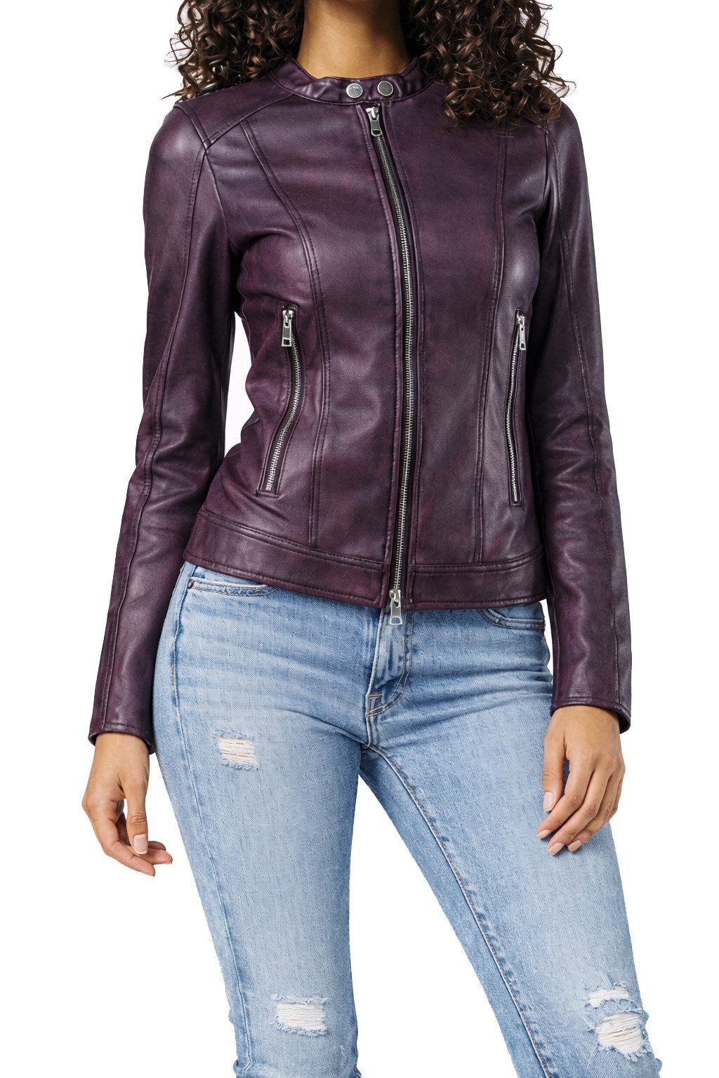 Diesel Bikerjacke Diesel L-Made Giacca Damen Lederjacke Bikerjacke