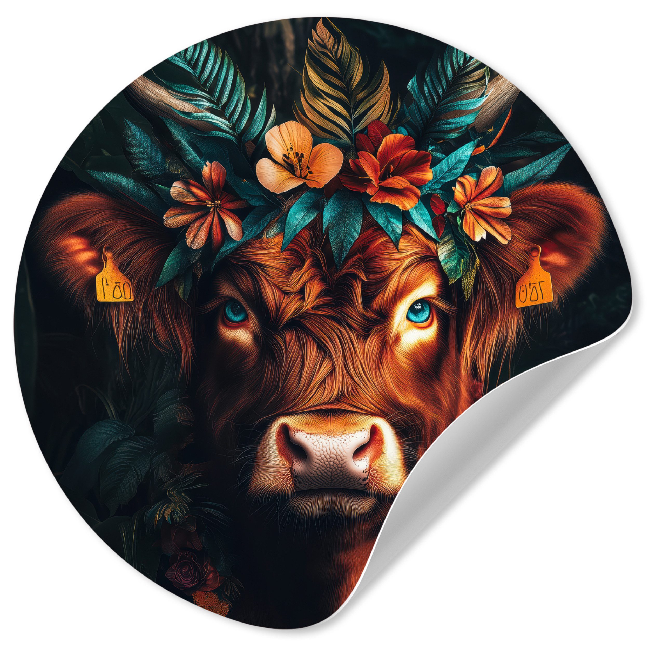 MuchoWow Wandsticker Schottischer Highlander - Blumen günstig online kaufen