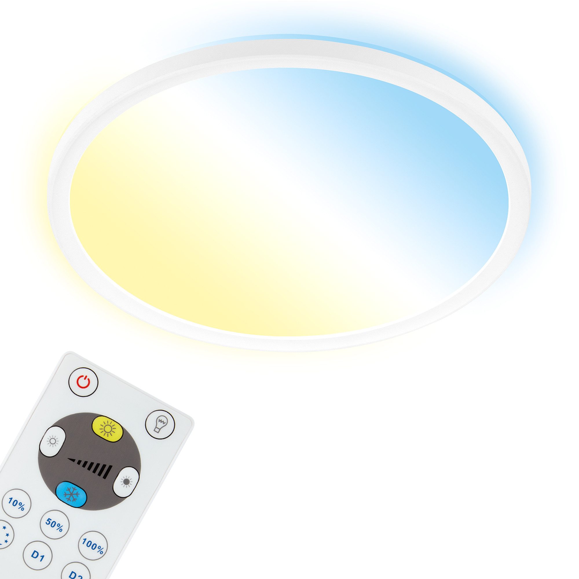 Briloner Leuchten LED Panel Deckenleuchte Ultraflach Slim Schwarz Weiß, Rund, LED fest integriert, CCT, Wählbar, LED Deckenlampe Schwarz/Weiß Wohnzimmer Schlafzimmer Küche