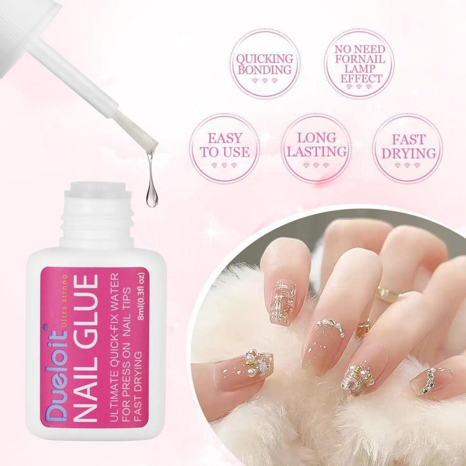 LuxusKollektion Nageldesign Zubehör Nagelkleber Extra Stark Schnelltrocknend Pinsel 8ml Nagelkleber – Bild 4 von 5