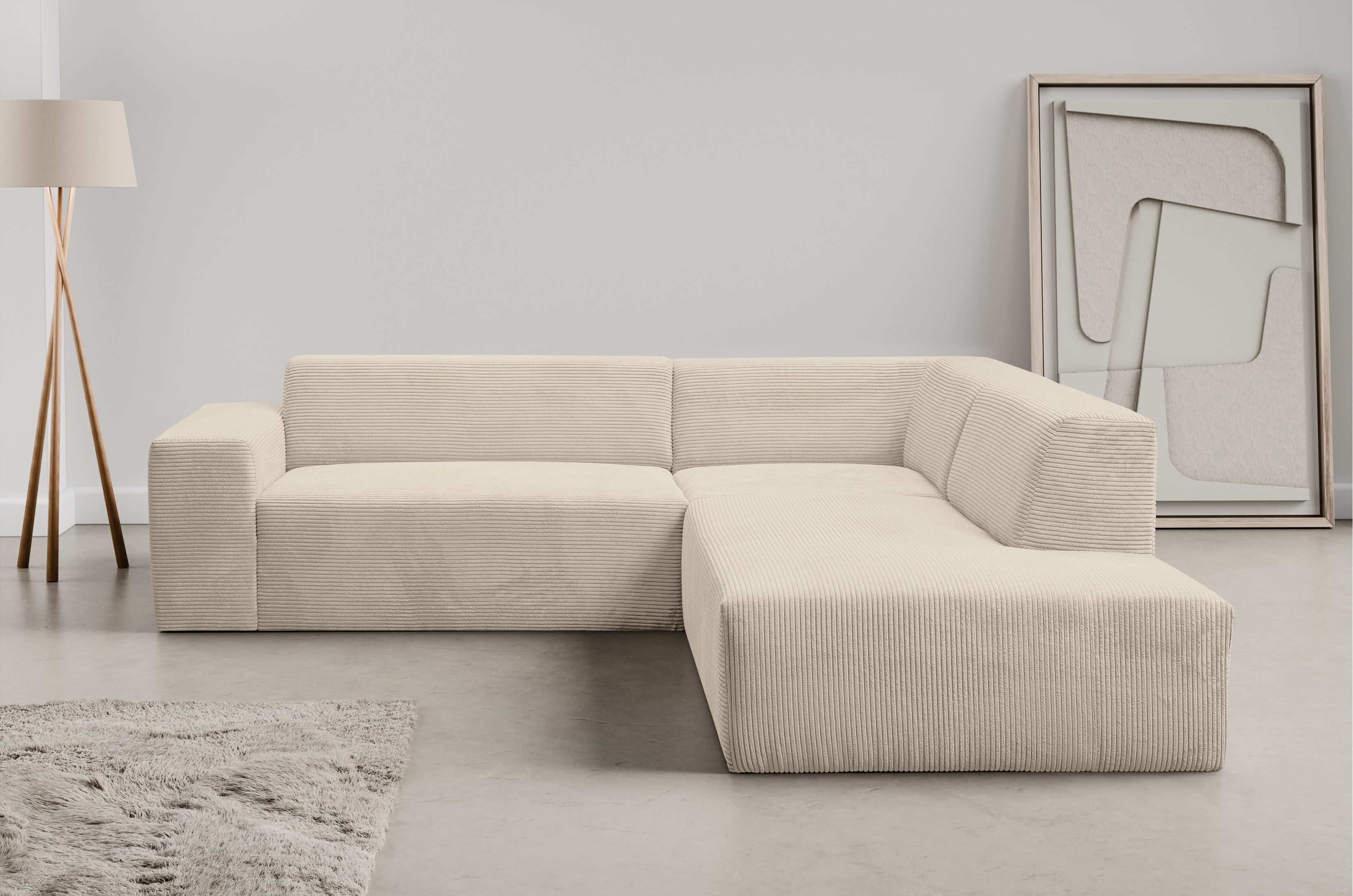 WERK2 Ecksofa "Zeus-M, tolles Sofa mit schönen Details, L-Form", Curvy Tren günstig online kaufen