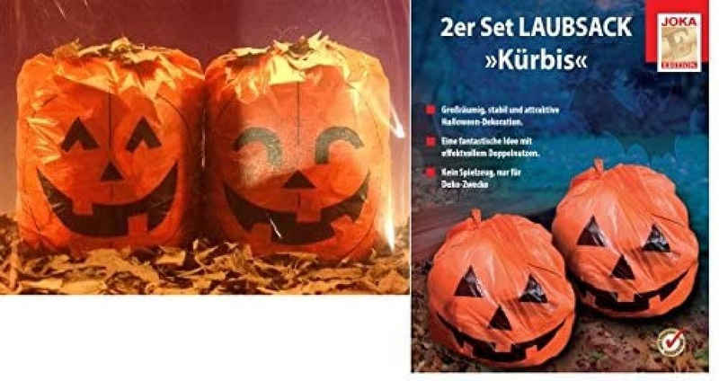 JOKA international Laubschutznetz Halloween Laubsack Kürbis, 8 Säcke (2er Set - 4 Packungen), Laubsack Kürbis, Halloween + Herbstdekoration