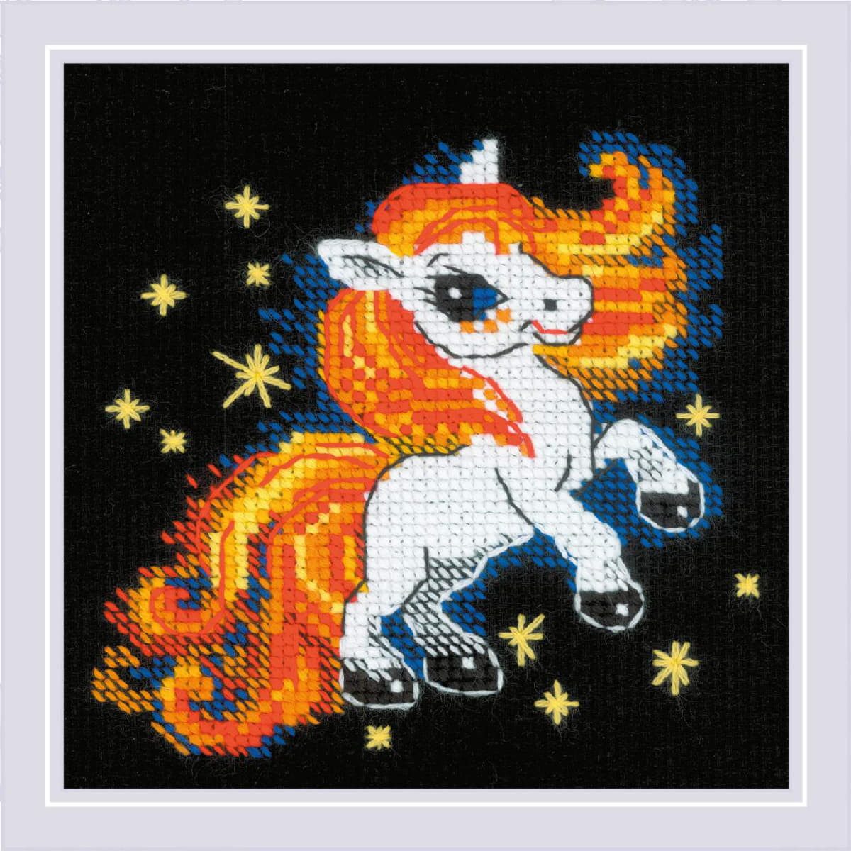 Riolis Kreativset Riolis Kreuzstich Stickpackung "Feuriges Fohlen", Zählmuster, 15x15cm, (embroidery kit by Marussia)