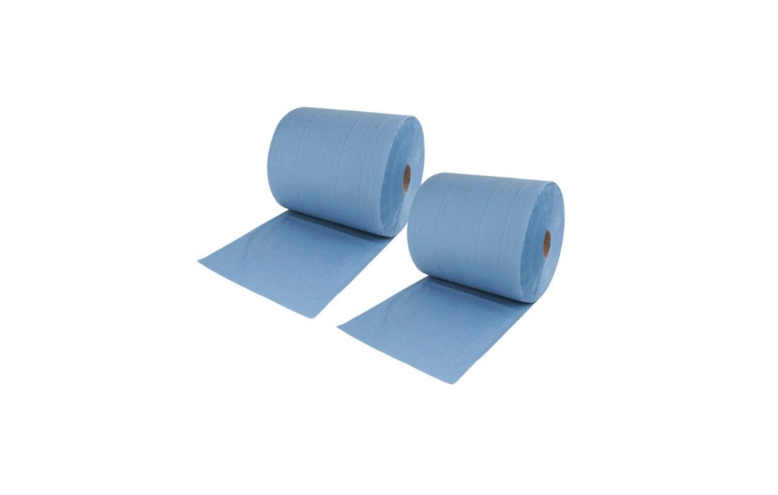 Eurocarta Papierhandtuch Putzrollen Blau 2-lagig – Extra stark 36 x 36,5 cm – 2×500 Blatt (2-St)