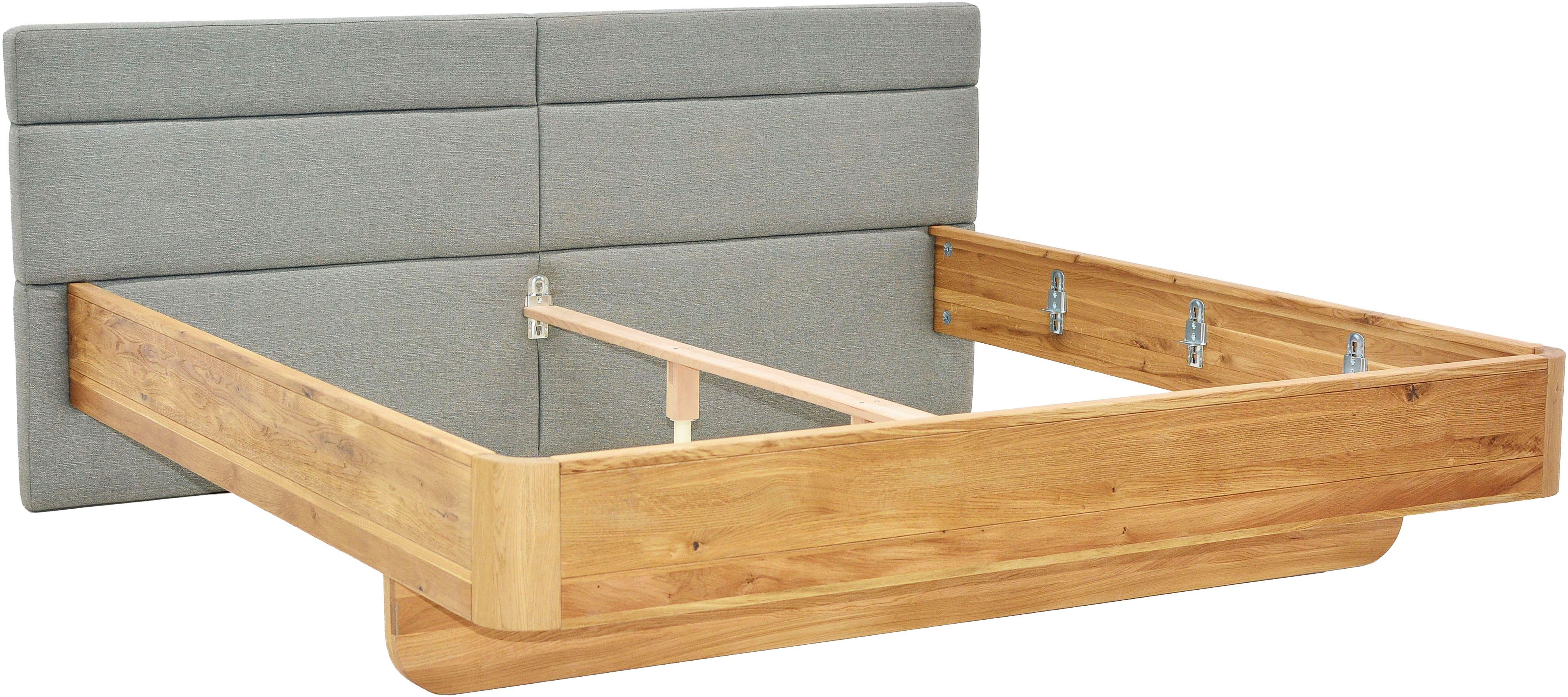 Home affaire Massivholzbett Latillé in Schwebeoptik, gepolstertes Kopfteil, wahlweise in Kernbuche o. Wildeiche erhältlich