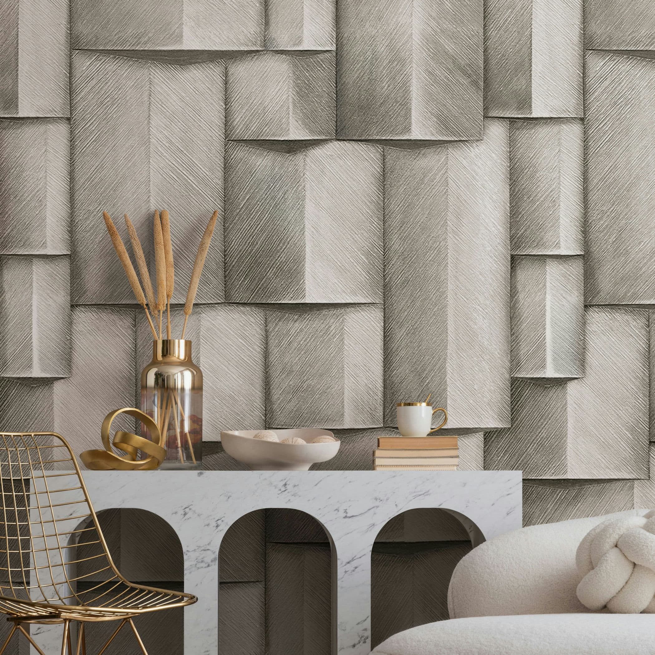 Marburg Fototapete Tapete Modern Cubes, geprägt, 3D-Optik, moderne Vliestapete für Wohnzimmer Schlafzimmer Küche