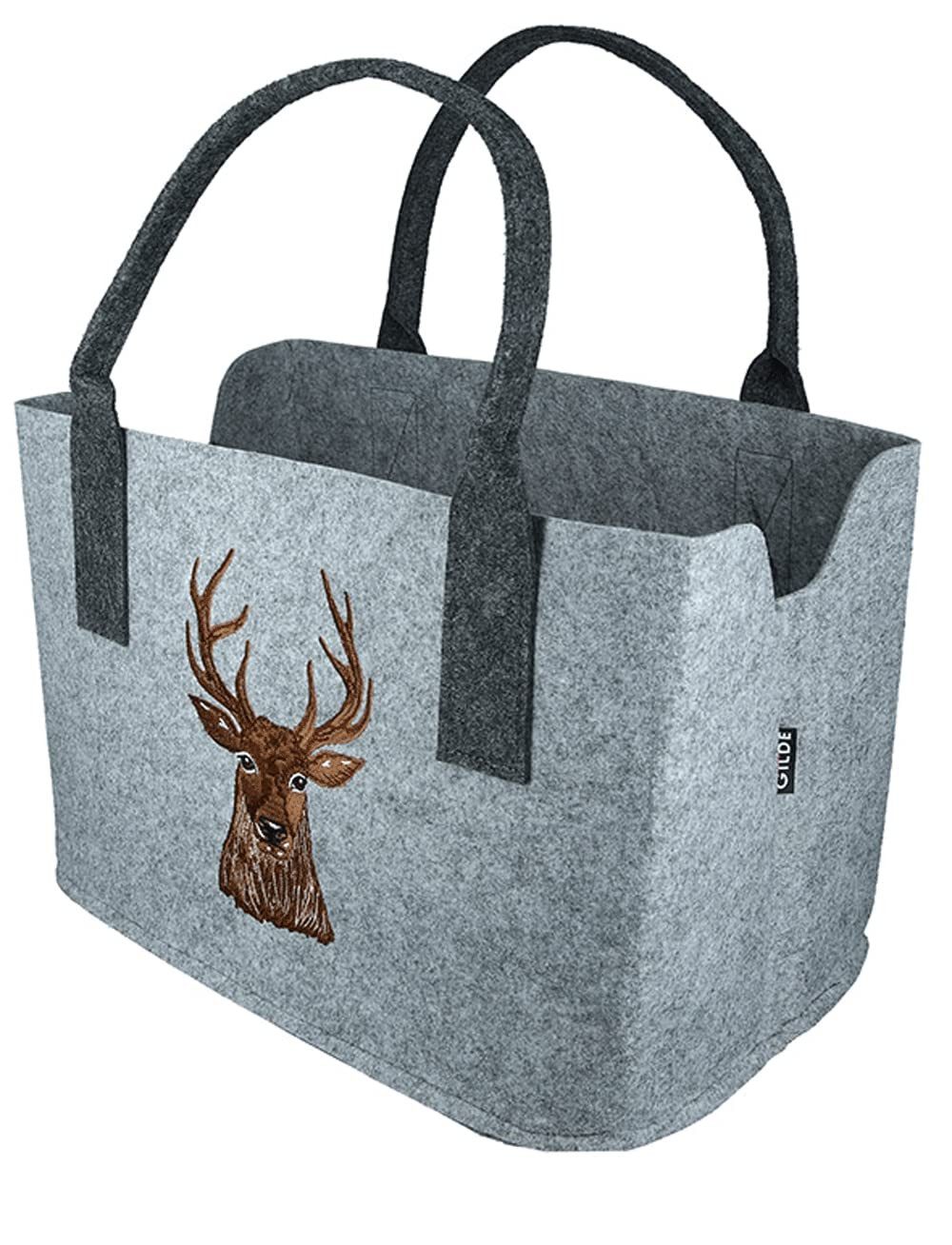 GILDE Tragetasche Filztasche Hirsch hellgrau