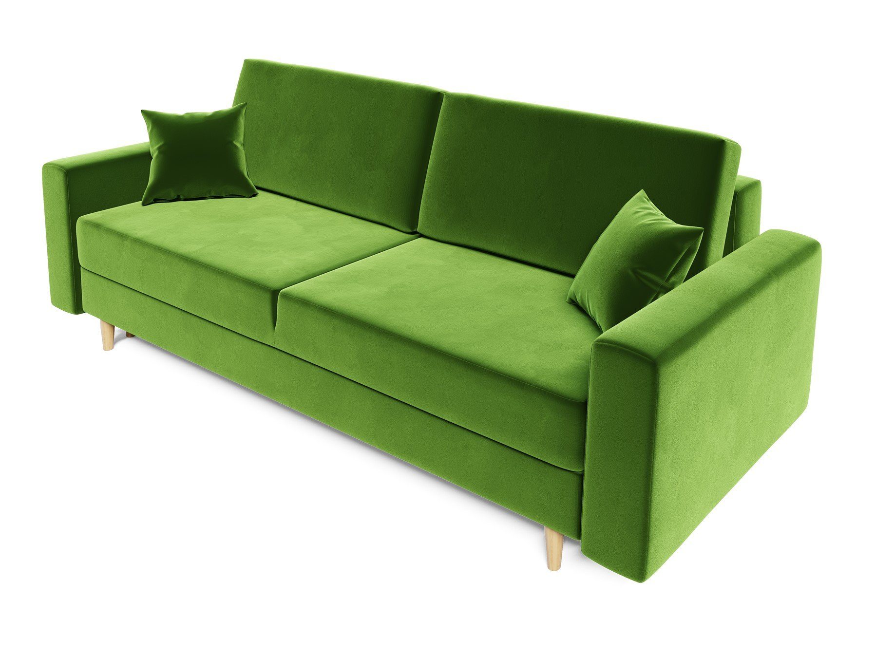 Schlafsofa 3-Sitzer Schlaffunktion, 60er Olivgrün mit Rundumbezug, Fun BELLA Sofa Möbel Designersofa Style