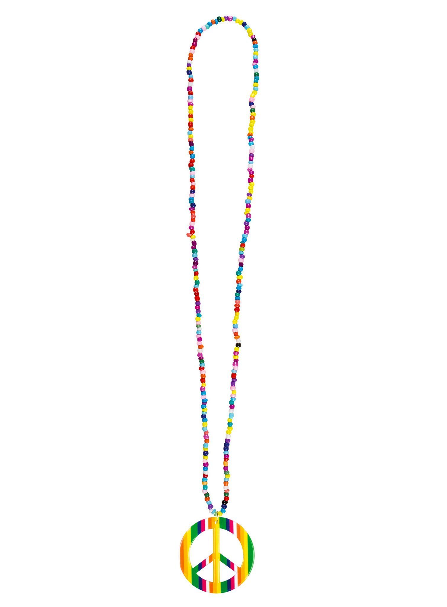 Boland Hippie-Kostüm Hippie Regenbogen Peace Kette - Karneval Fasching, Knallbuntes Peace-Zeichen mit Halskette