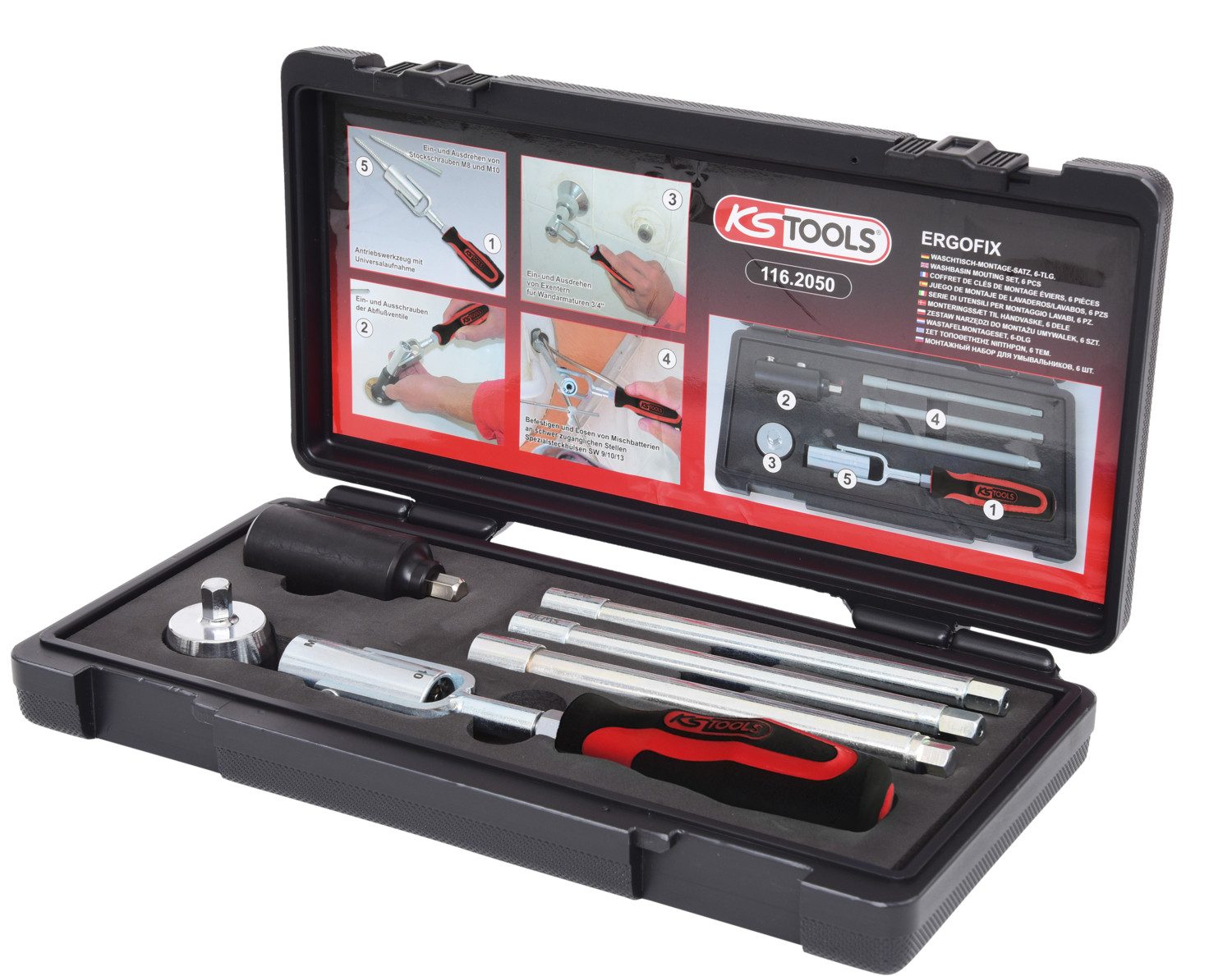 KS Tools Ringschlüssel Waschtisch-Montage-Satz, 6-tlg (116.2050)