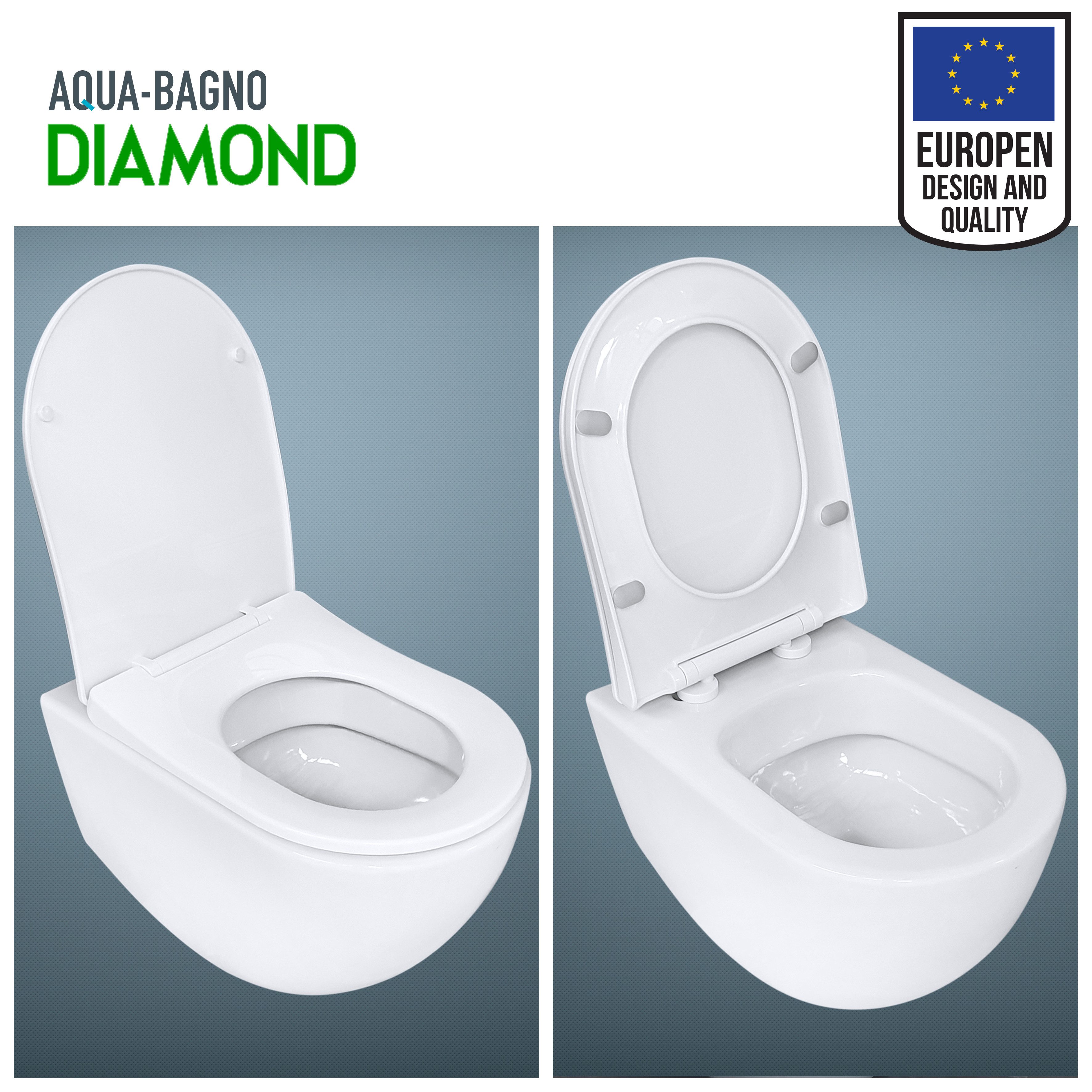 Aqua Bagno WC-Sitz Absenkautomatik Toilettendeckel abnehmbarer WC-Sitz (WC-Sitz, WC-Deckel, 1-St)