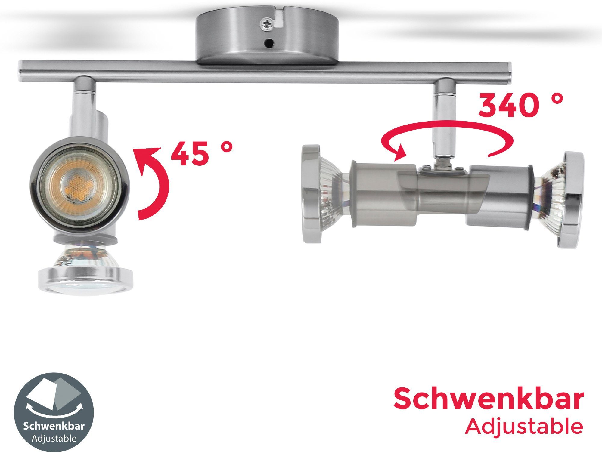 Bad-Deckenleuchte, wechselbar, Leuchtmittel, 2x 400 Leuchtmittel BK_DS1136 2x Badezimmerleuchte, Lumen, Deckenspots 2x Volt IP44, 230 LED 5Watt, 5W GU10 B.K.Licht Inkl. Warmweiß,