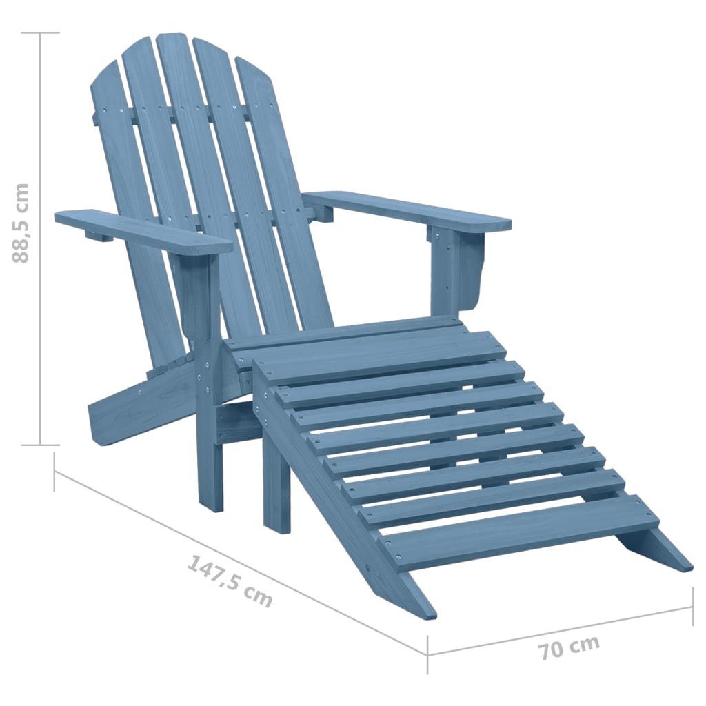 Fußstütze Blau Massivholz St) mit vidaXL Tanne Gartenstuhl Adirondack-Gartenstuhl (1