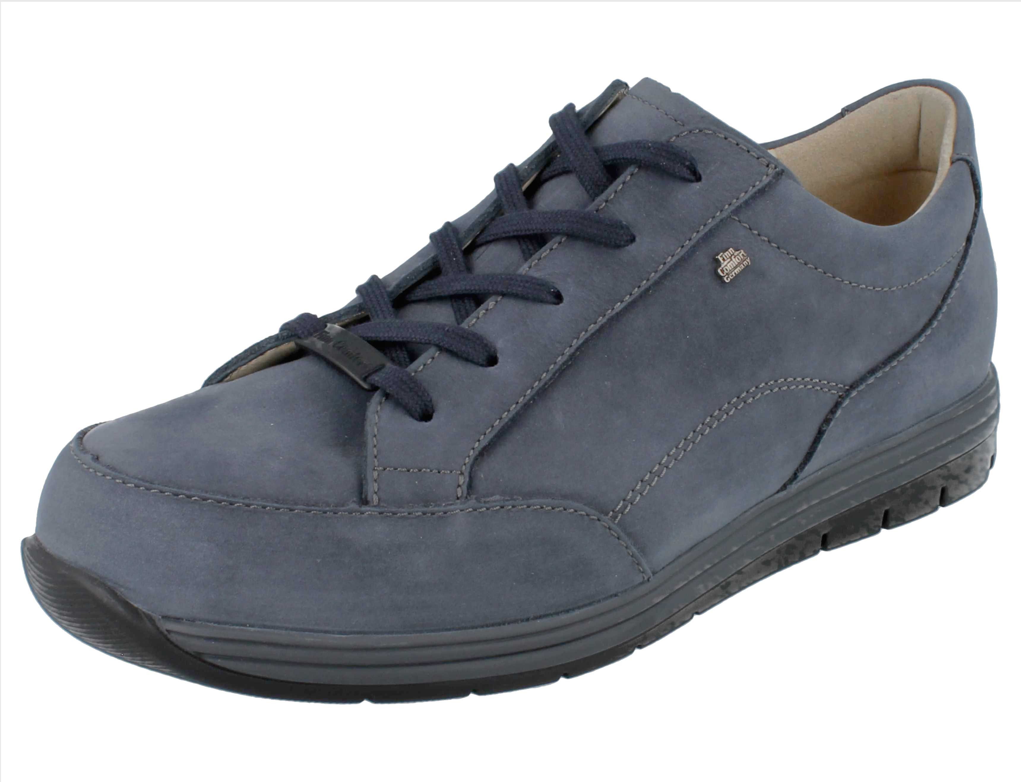 FINN COMFORT Osorno Herren Halbschuhe blau grau Nubukleder - Größe: Schnürschuh