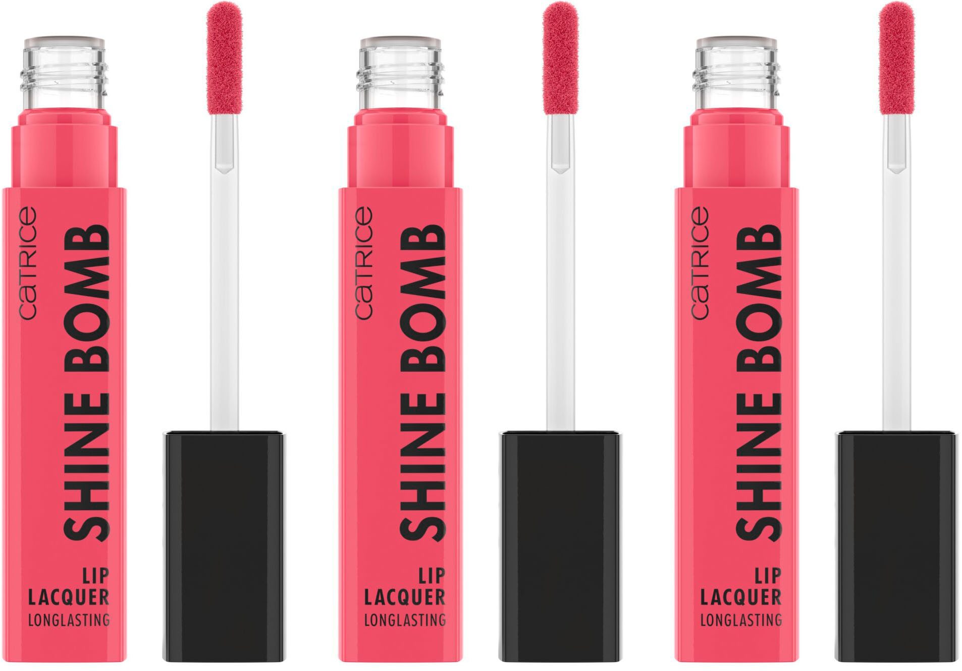 Catrice Lippenstift Shine Bomb Lip Lacquer, 3-tlg., Glänzende Farbe mit langer Haltbarkeit