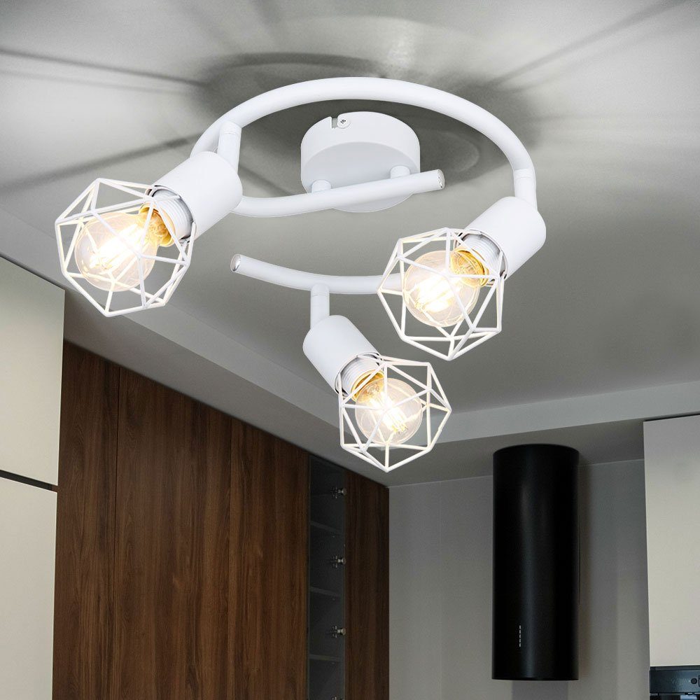 Design Deckenleuchte, Warmweiß, Lampe etc-shop Rondell Strahler Ess LED inklusive, Leuchtmittel Zimmer Spot Leuchte Käfig- Decken