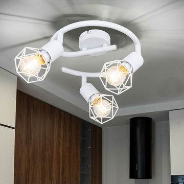 etc-shop LED Deckenleuchte, Leuchtmittel inklusive, Warmweiß, Design Decken Leuchte Ess Zimmer Strahler Rondell Lampe Spot Käfig-