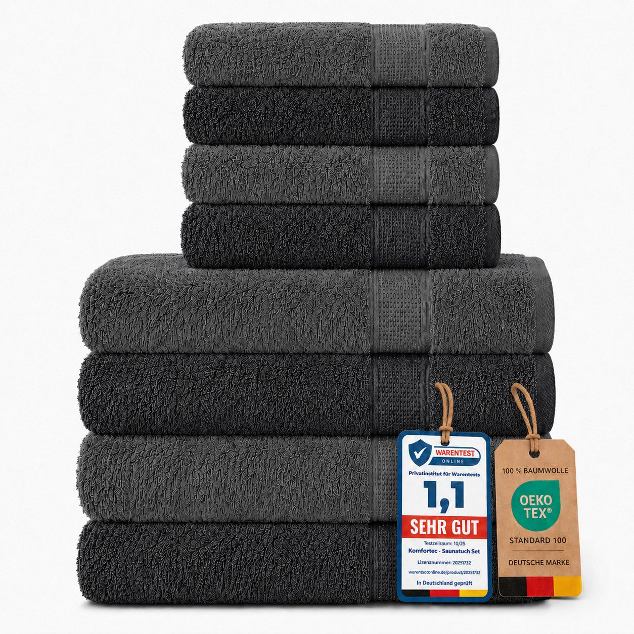 Komfortec Handtuch Set Premium 8x Handtuch & Badetuch Set - 4er 50x100 + 4er 70x140 cm, Frottee (8-St), 100% Baumwolle, Weich, 470 g/m2