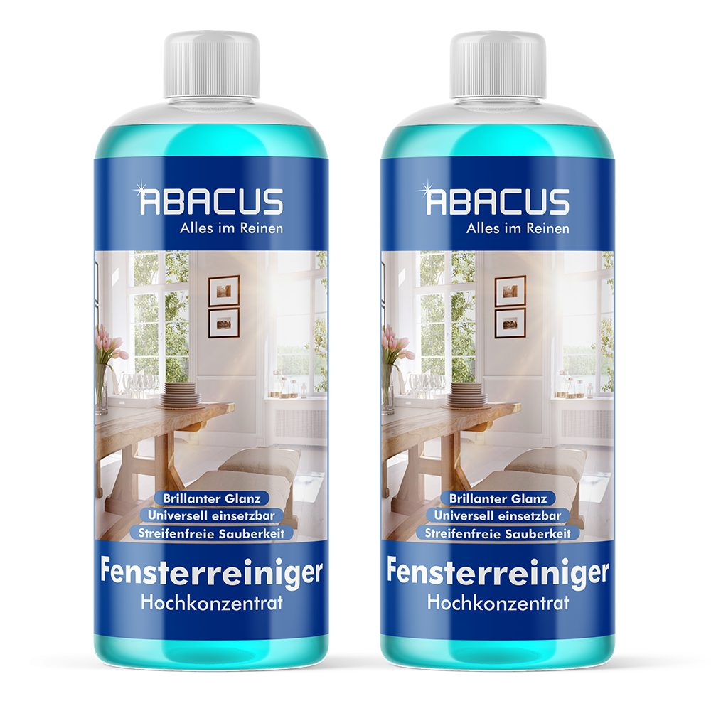 ABACUS Fensterreiniger Glasreiniger Scheibenreiniger Konzentrat Glasreiniger (Materialschonend, [2-St. Vielseitig einsetzbar Streifenfreie Sauberkeit)