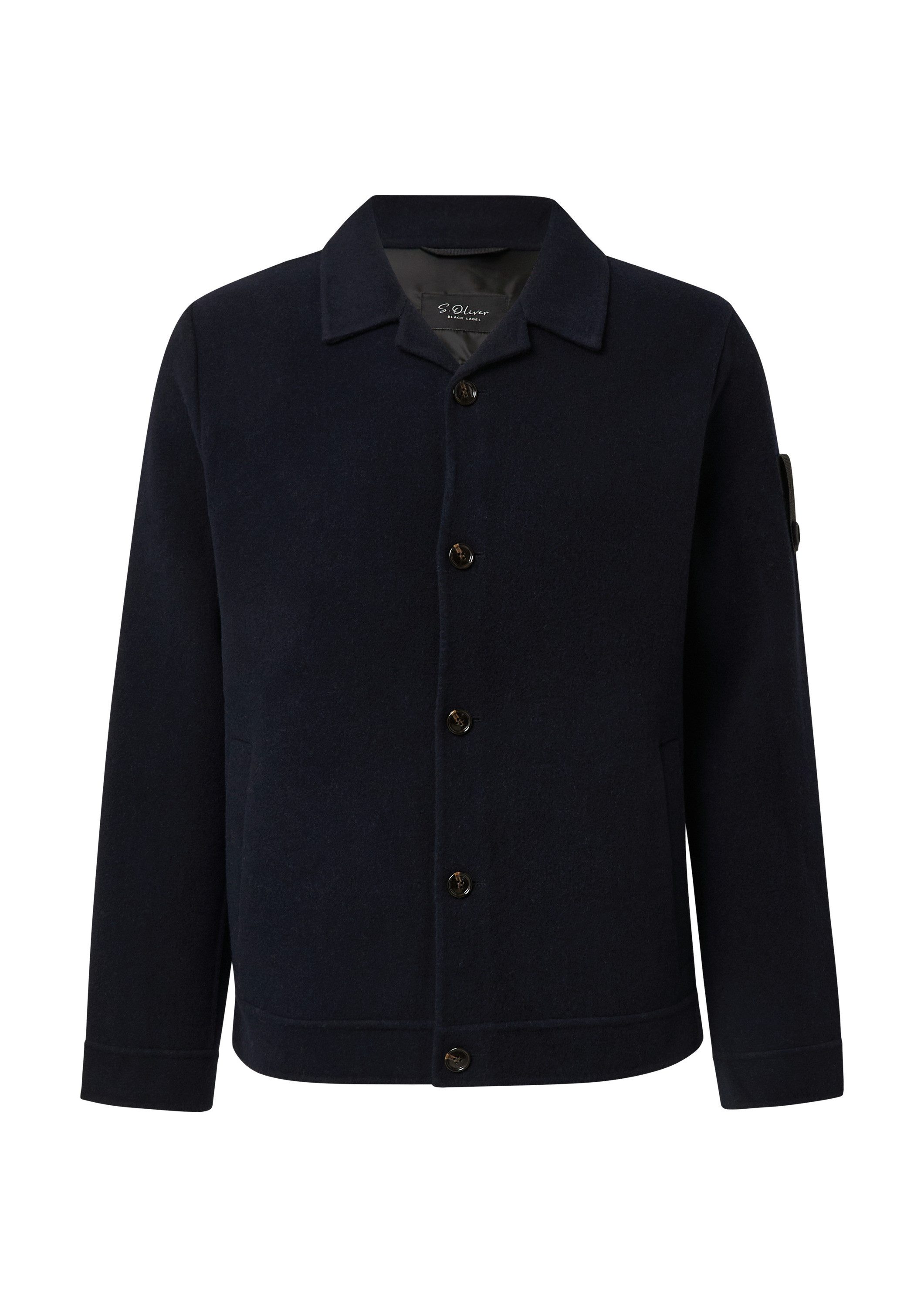 s.Oliver Hemdjacke Outdoor-Jacke Softes Overshirt mit Wolle und Label-Patch