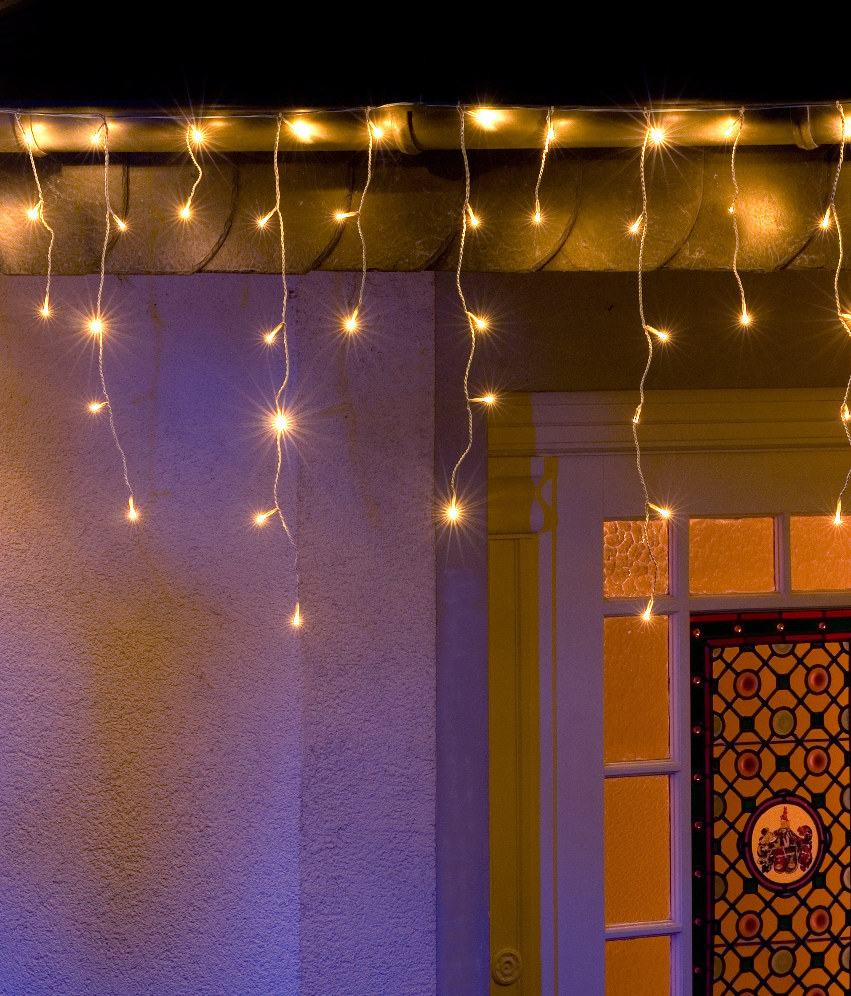 KONSTSMIDE LED-Lichtervorhang, 200-flammig, LED Eisregen Lichtervorhang, 200 warm weiße Dioden