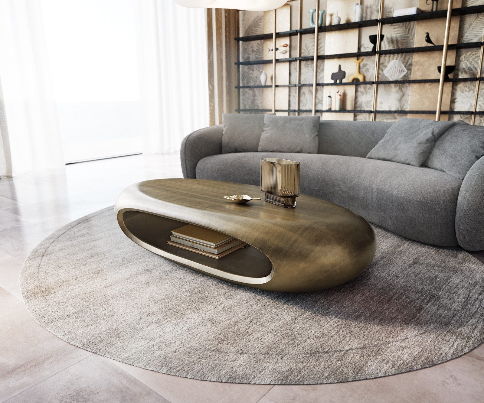 DELIFE Couchtisch Sinor, Metallic Gold 140x65 cm Couchtisch
