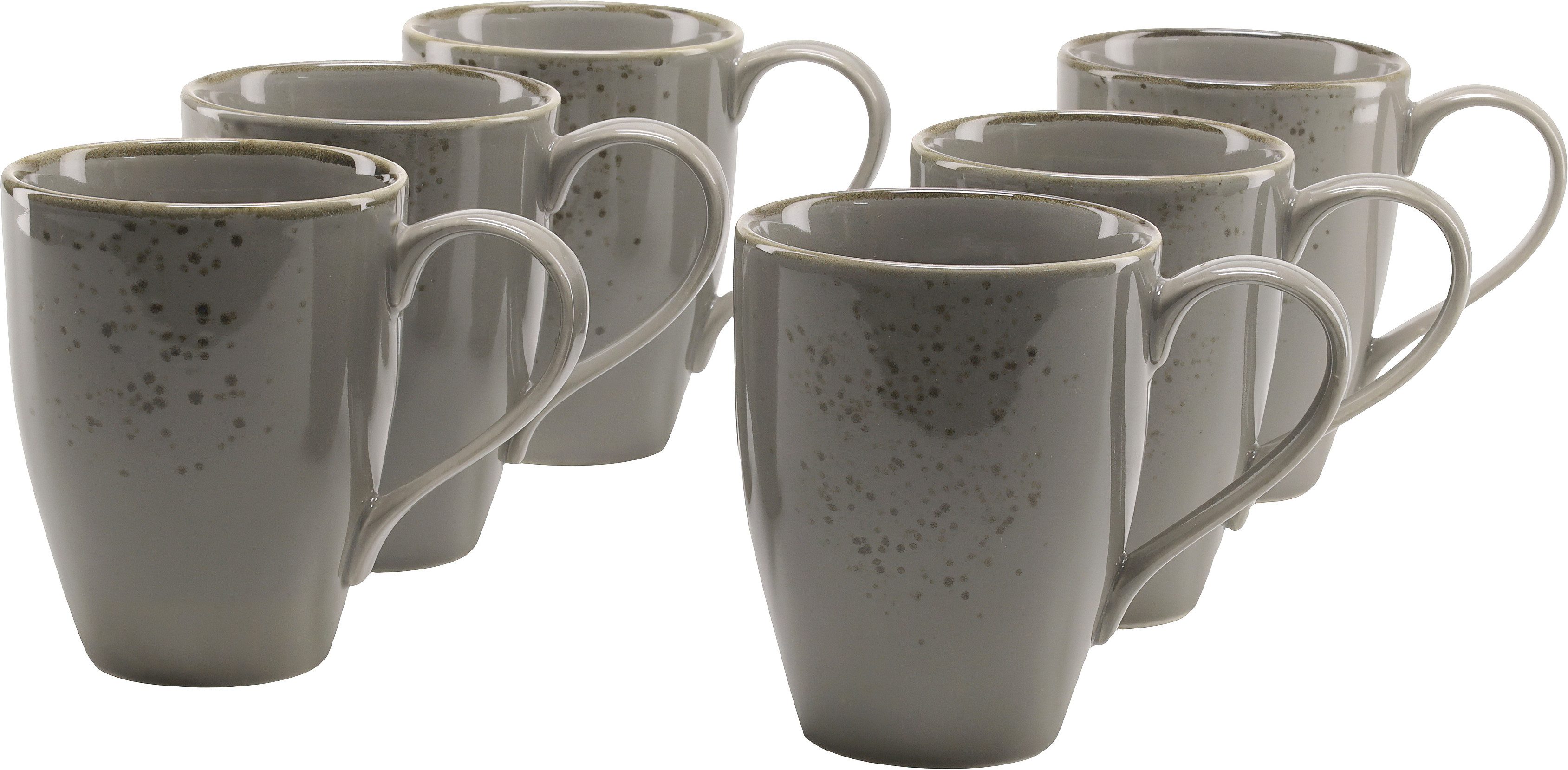 CreaTable Becher Kaffeebecher NATURE COLLECTION, 6-tlg., Steinzeug, Tassen Set, 6-teilig