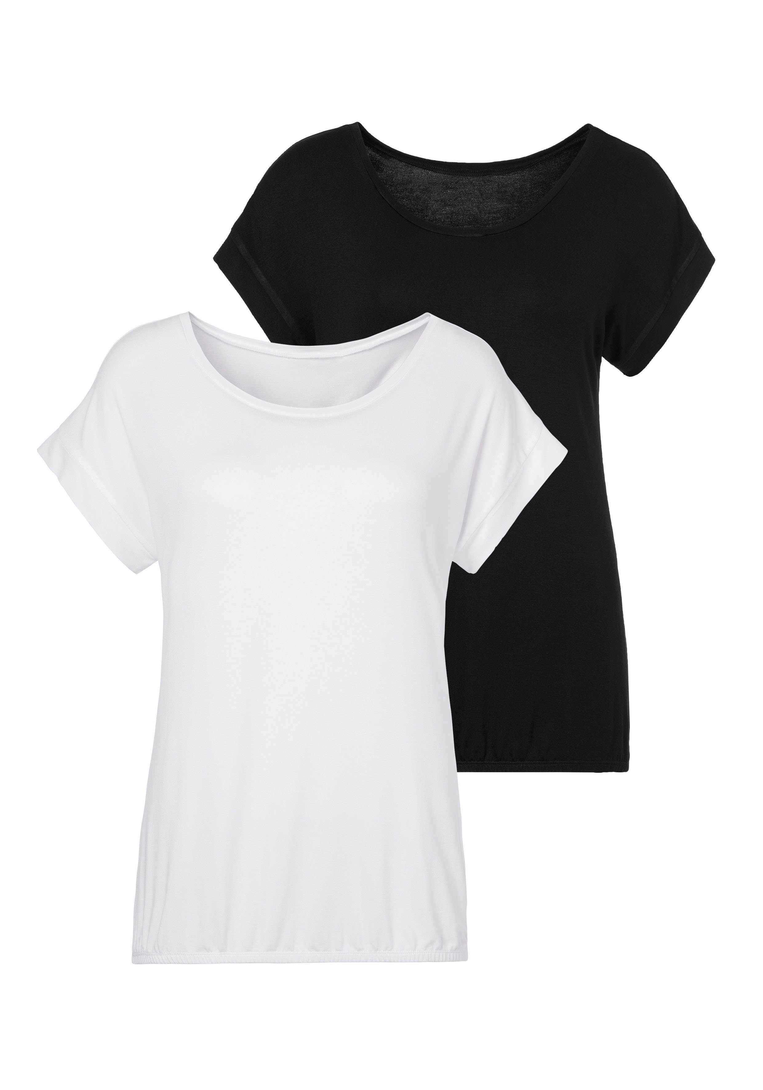 Kurzarmshirt mit Gummizug im Bund
