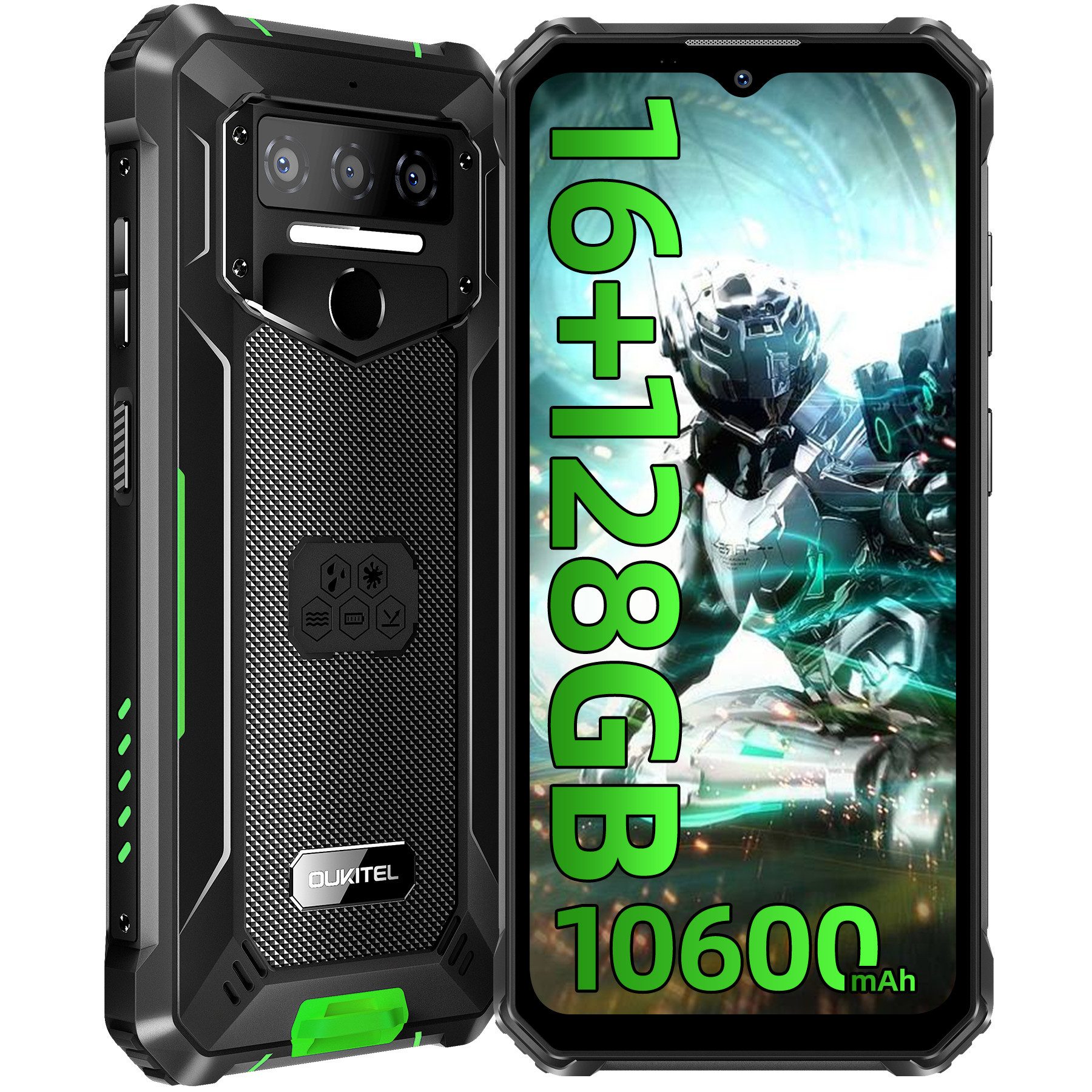 OUKITEL WP23 Pro Outdoor Smartphone (16,56 cm/6.52 Zoll, 128 GB Speicherplatz, 13 MP Kamera, ​IP68 Wasserdichit Rugged Smartphone, 10600mAh, Dual SIM 4G, NFC, GPS)