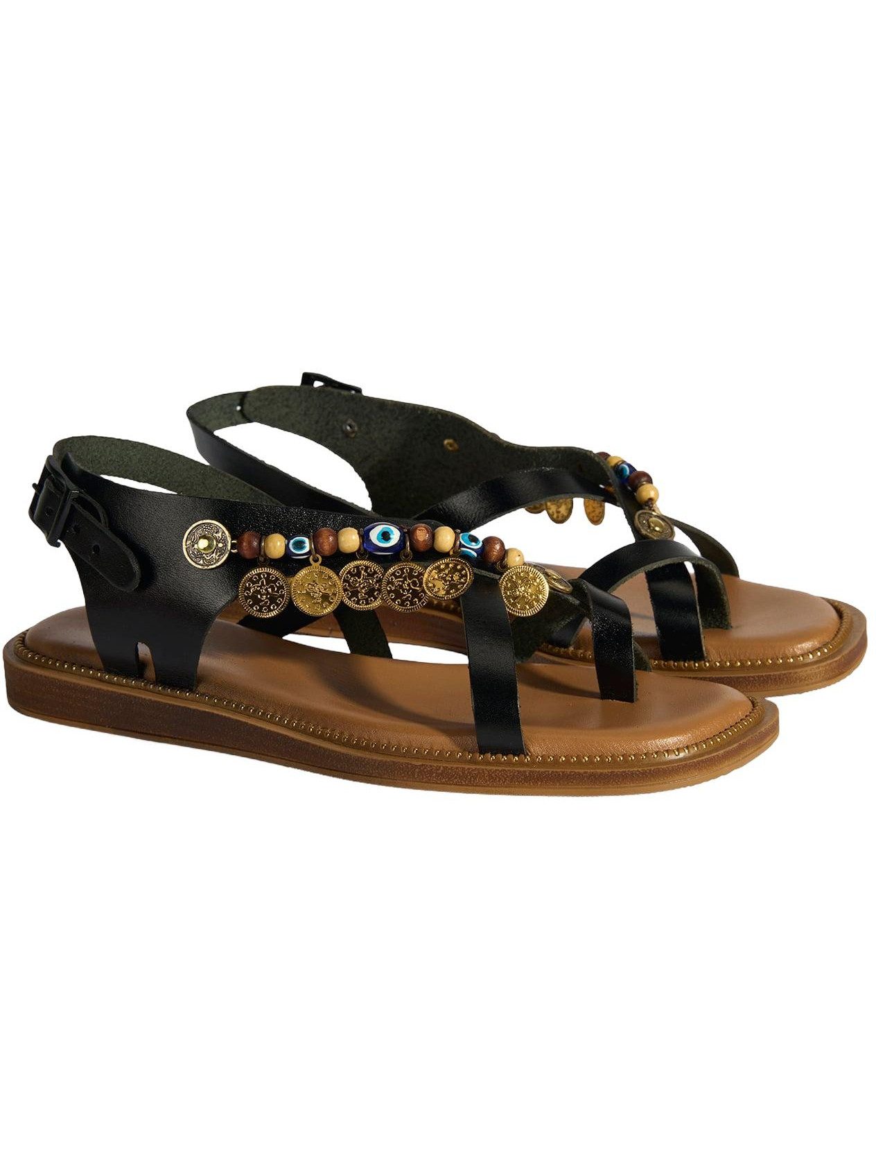 Desa Damen-Sandalen – Atmungsaktives Obermaterial und Futter aus Leder, fl Slipper