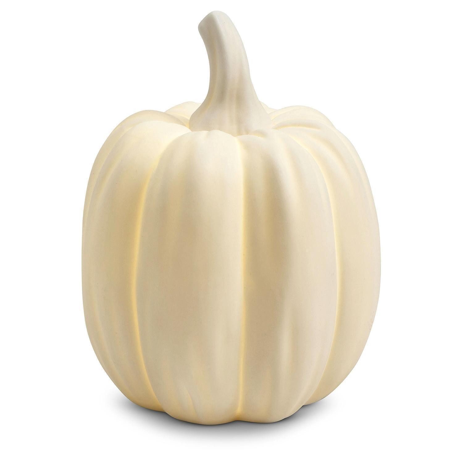 casa NOVA Dekolicht Deko-Kürbis CUCURBITA, Weiß, Keramik, Beleuchtung batteriebetrieben, Ø 10,5 x H 13 cm