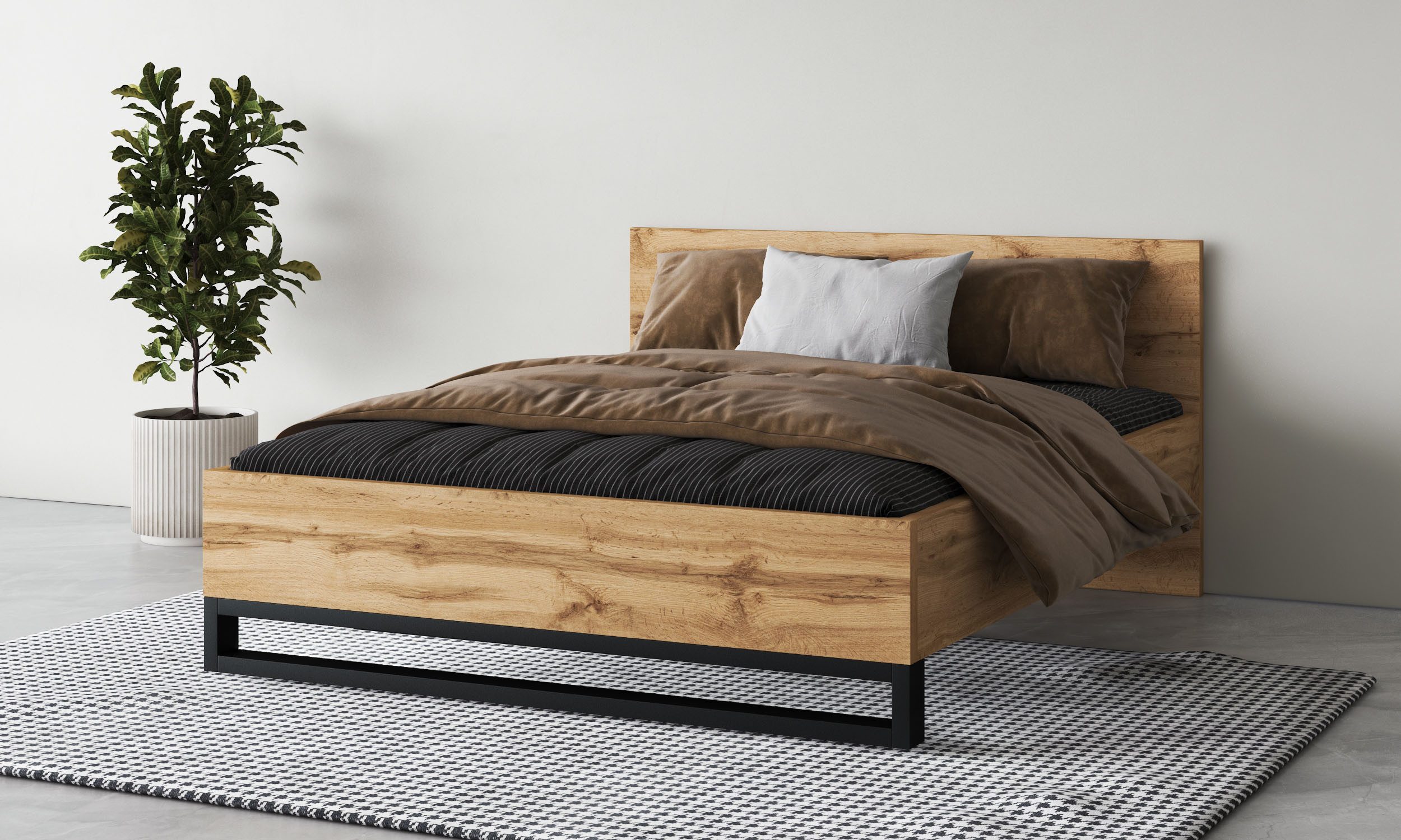 Home affaire Bettgestell Bronne, Made in Europe, mit Kufe in Metalloptik, FSC-zertifiziert, wahlweise in 3 Breiten
