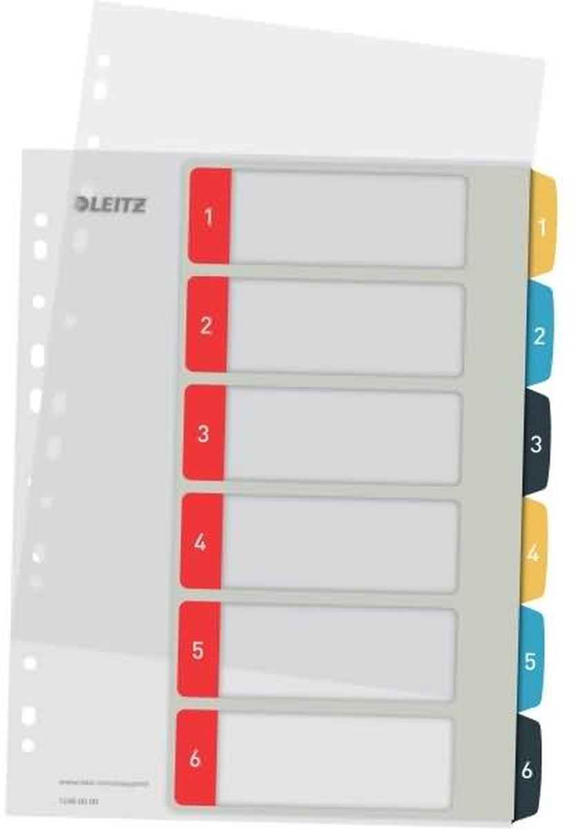 LEITZ Aktenordner Register Cosy A4 1-6 bedruckbar PP 6 Blatt farbig
