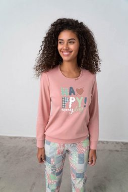 Vamp Schlafanzug (Set, 2 tlg., Set) Damen Schlafanzug 2-teilig, Pyjama Langarm, Baumwolle, pink bunt