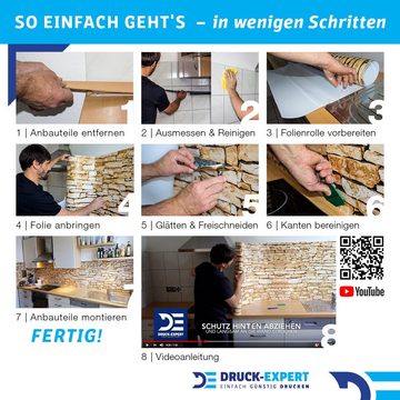 DRUCK-EXPERT Küchenrückwand Küchenrückwand Holz Panele Hart-PVC 0,4 mm selbstklebend