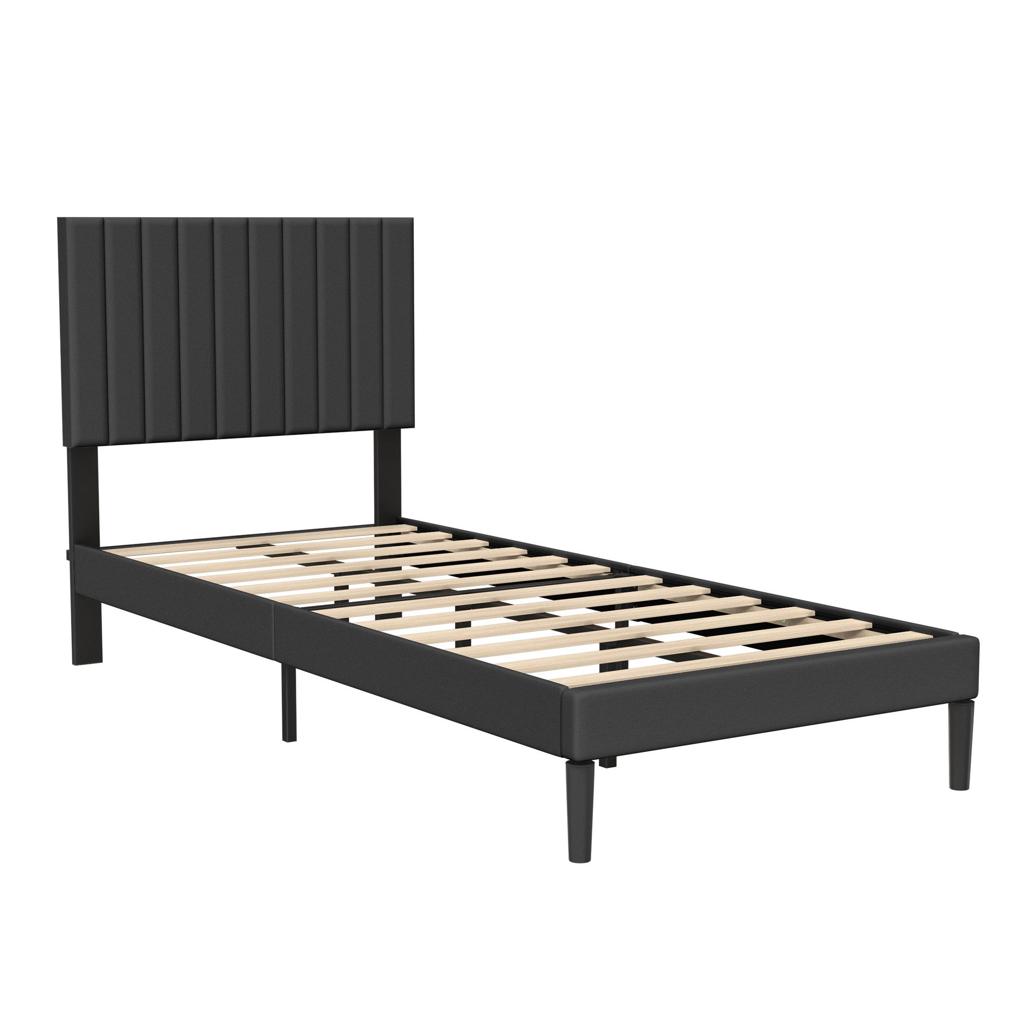 FIVMEN Bettgestell Bett Metall mit Kopfteil und Lattenrost Plattform Gepolstertem, Gepolstertem Bettrahmen mit Lattenrost für Einzelbett/Doppelbett