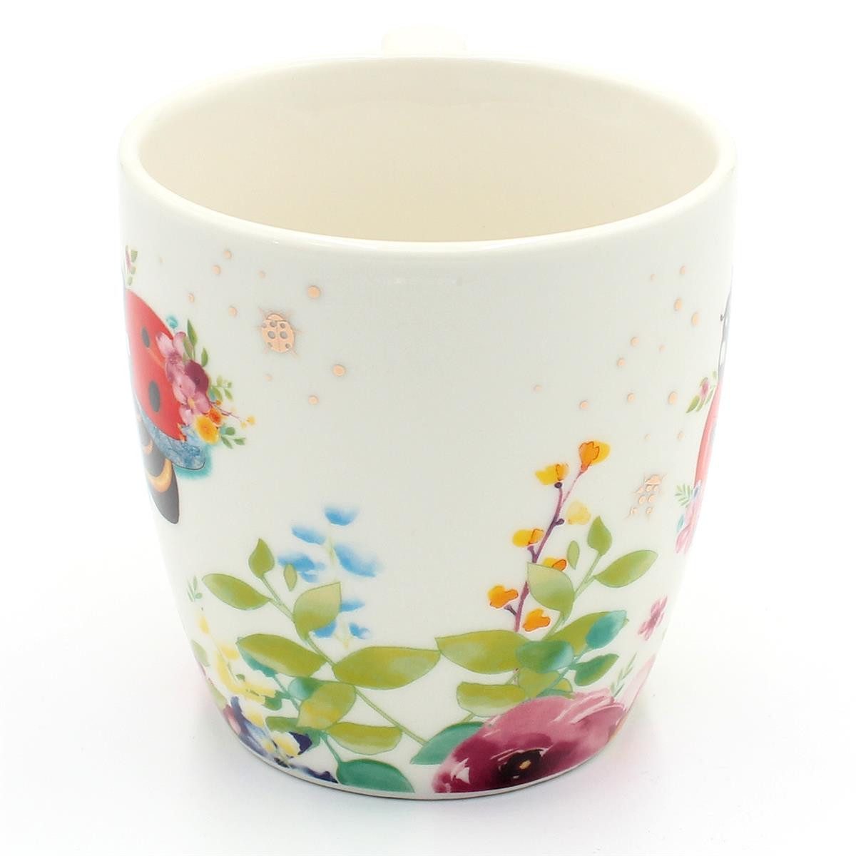 Dekohelden24 Tasse 2er Set Kaffeebecher Kaffeetasse aus Porzellan - Motiv: Biene und, 2-tlg., Porzellan – Bild 3 von 5