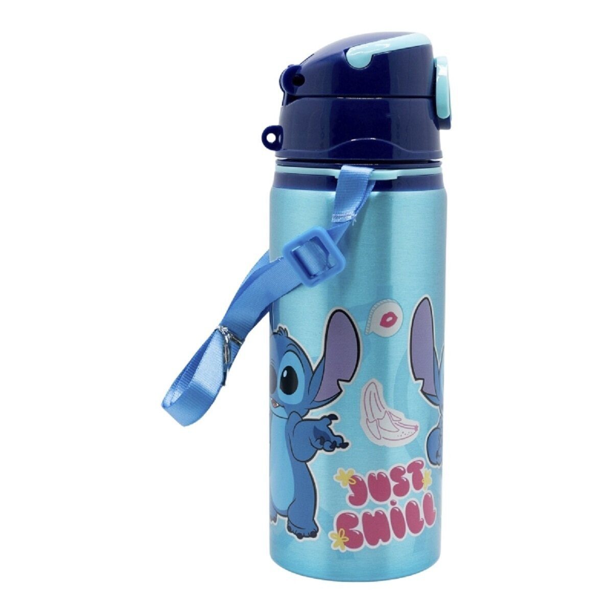 Disney Trinkflasche Disney Stitch Trinkflasche 730ml Aluminiumflasche mit Strohhalm & Gurt