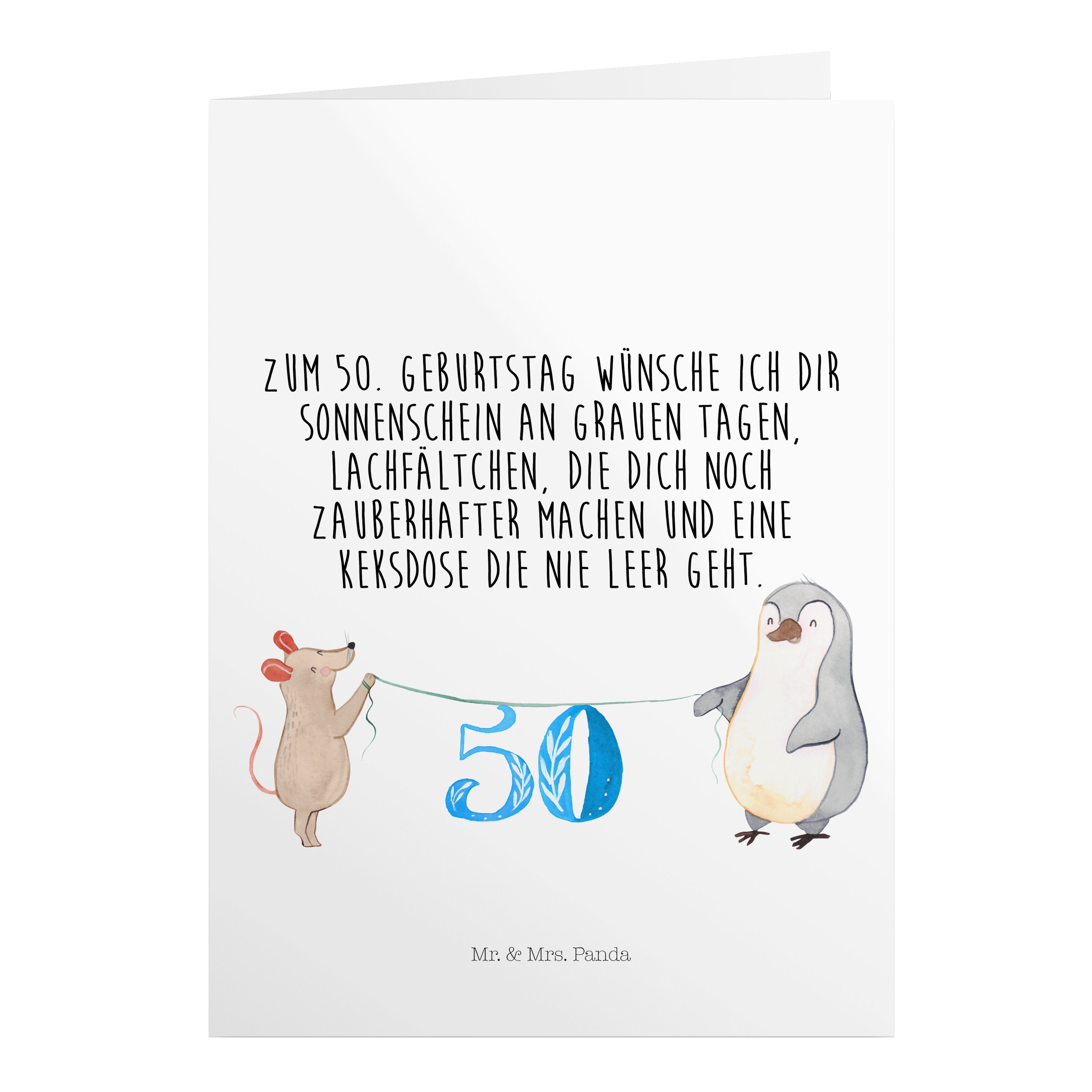 Mr. & Mrs. Panda Geburtstagskarten 50. Geburtstag Maus Pinguin - Weiß - Geschenk, Torte, Geburtstagsgesc