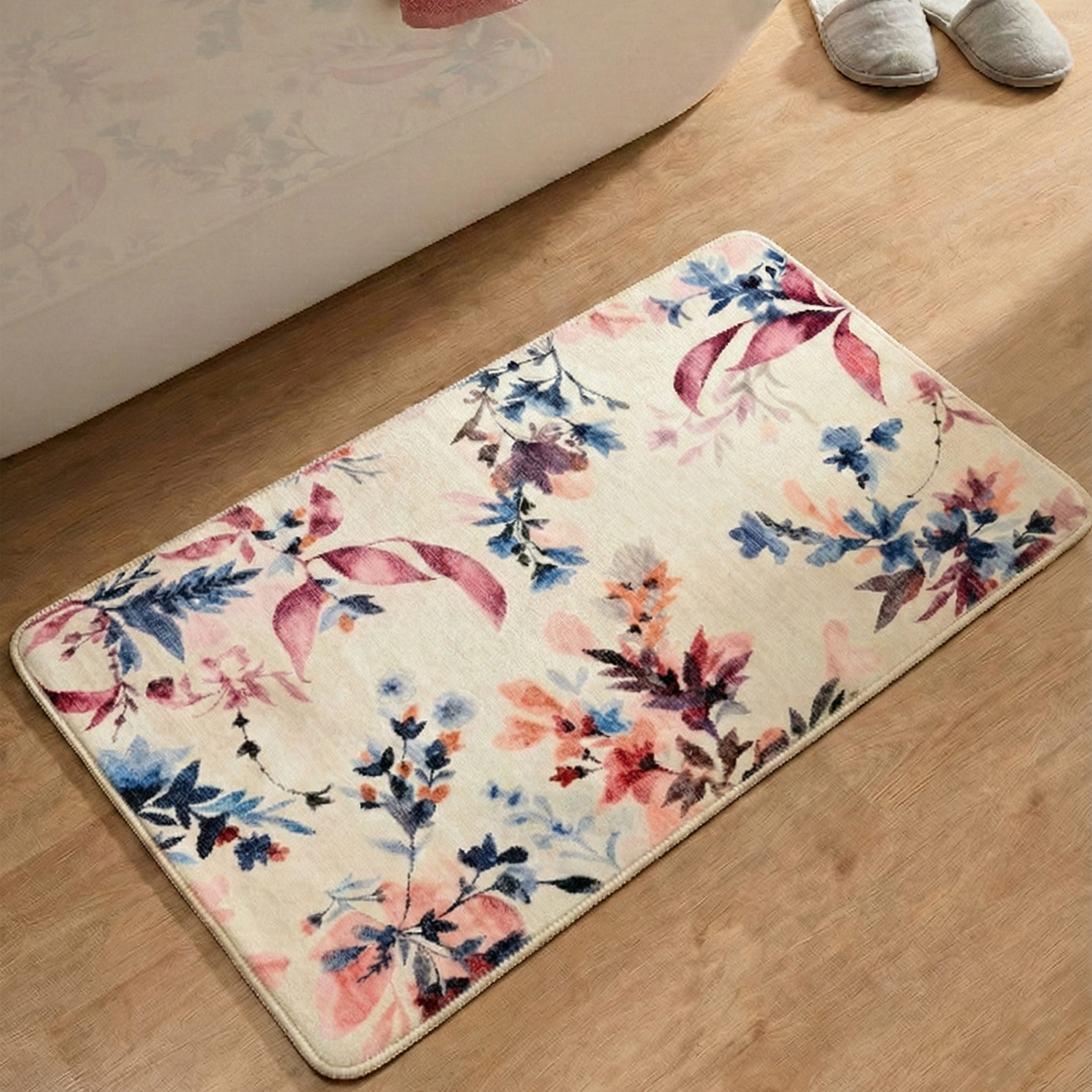 Gino Falcone Badematte Aquata GF-159, Badvorleger, Badezimmer Teppich, Höhe 7 mm, rutschhemmend beschichtet, fußbodenheizungsgeeignet, Kunstfaser, rechteckig, Badteppich, bedruckt, Blumen Design, rechteckig