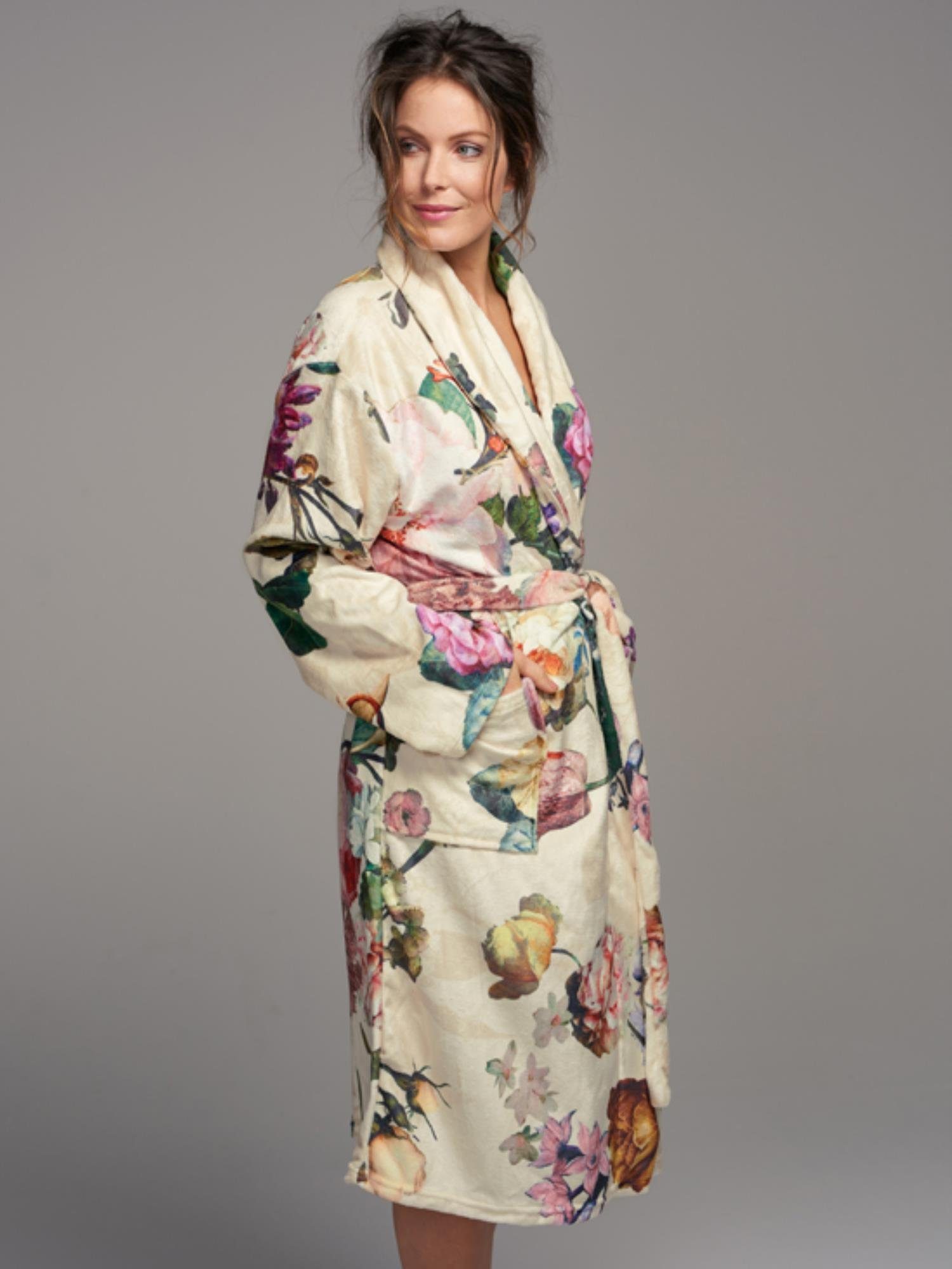 Essenza Damenbademantel Fleur, Kurzform, Polyester, Schalkragen, günstig online kaufen