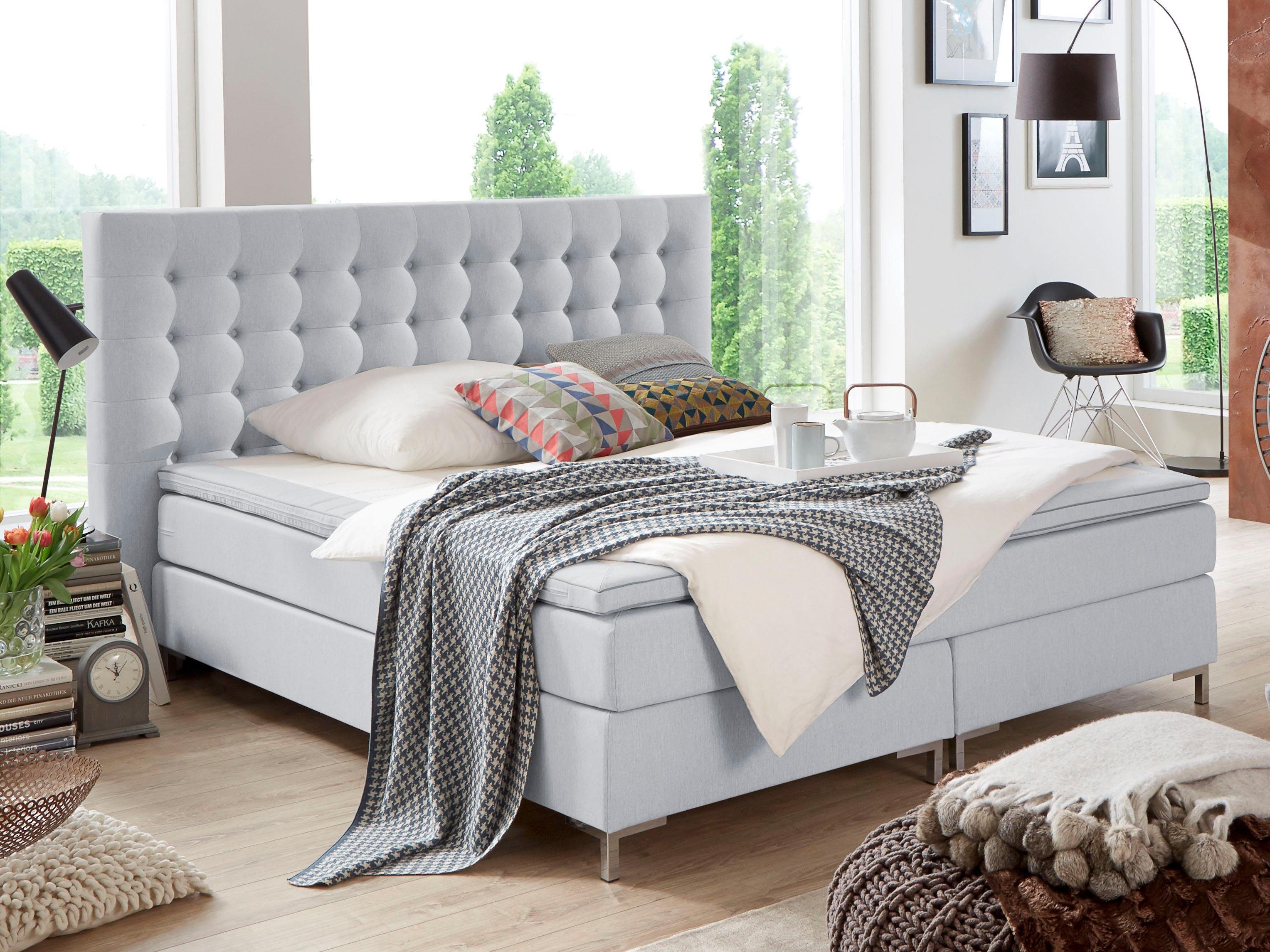 ATLANTIC home collection Boxspringbett Anni, mit Bonnell-Federkernmatratze und Topper